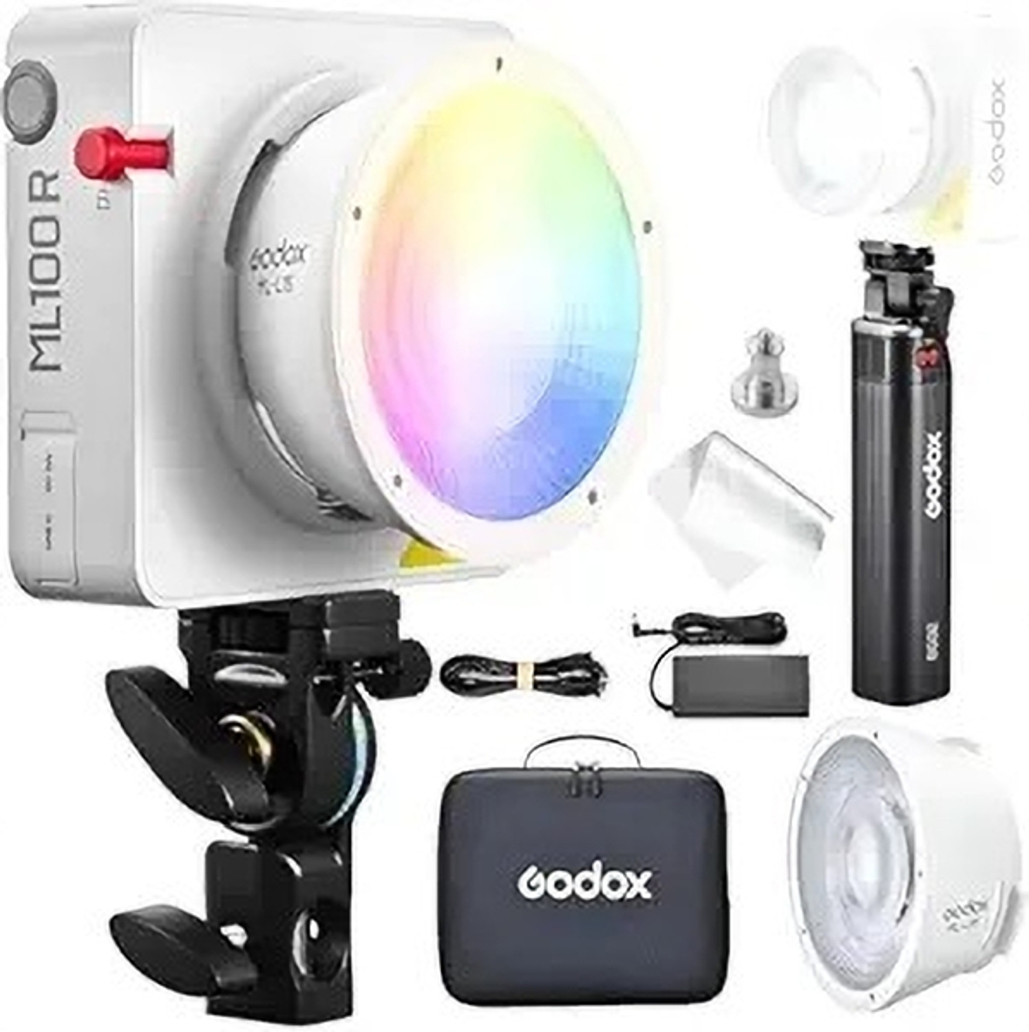 Image of GODOX ML100R Kit 3 RGB Video Light with BG02 Battery Grip 0 lx Camera LED Light
