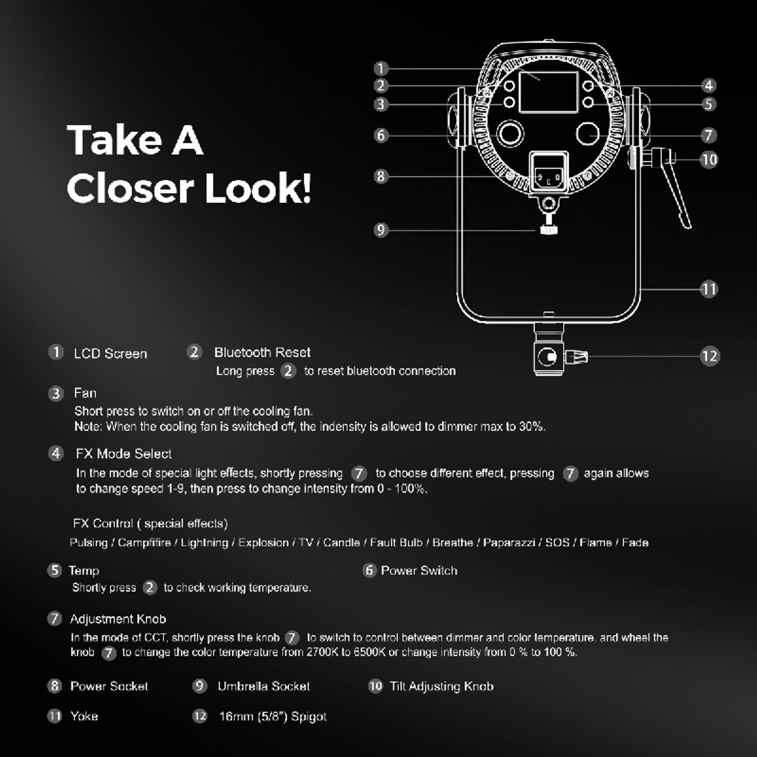 Image of DIGITEK DCL-400 WBC Combo Continuous Light. Built with Solid Aluminium Alloy Frame 450 lx Camera LED Light