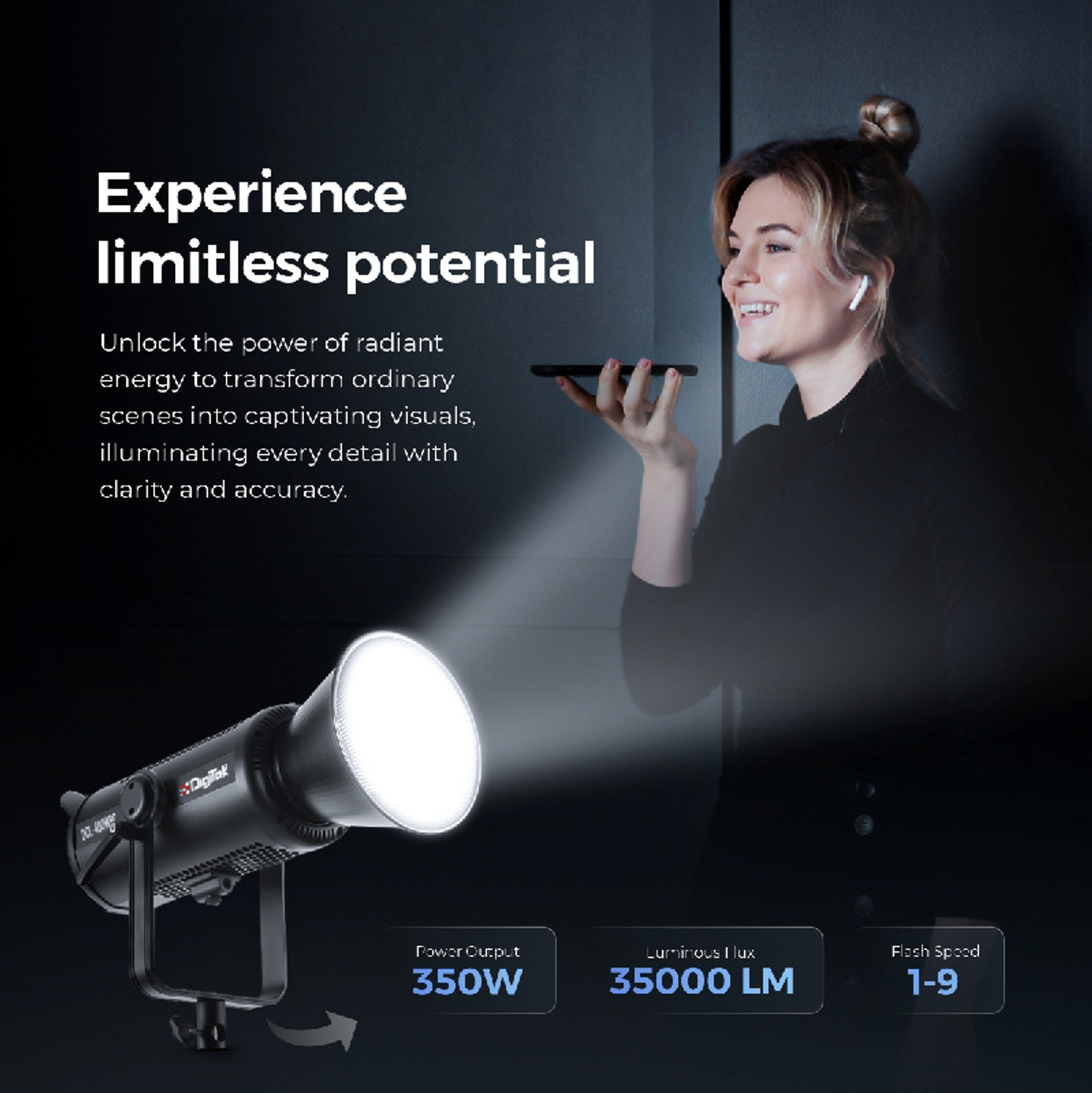 Image of DIGITEK DCL-400 WBC Combo Continuous Light. Built with Solid Aluminium Alloy Frame 450 lx Camera LED Light
