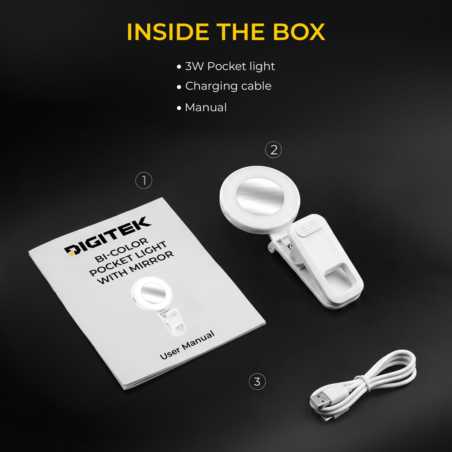 Image of DIGITEK LED-D3W Bi-Color 3W 2700K-6500K Color Temperature, 32 LED Beads 232 lx Camera LED Light (Batteries Included)