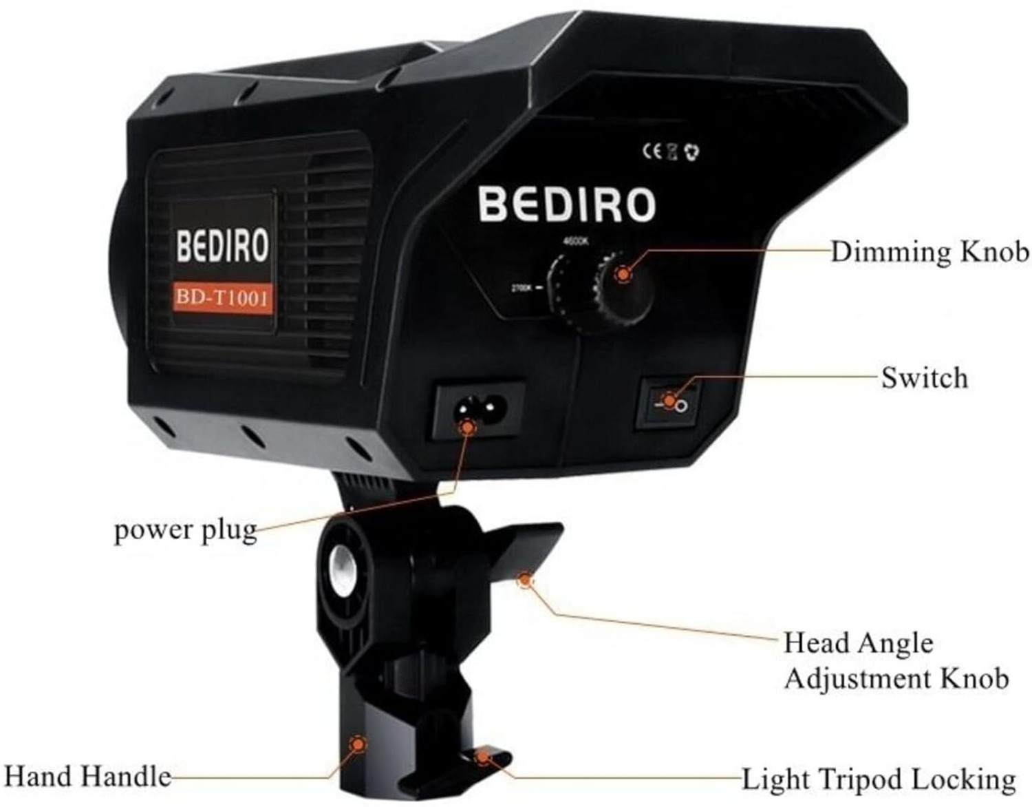 Image of fotokina BEDIRO BD-T1001 100W LED Video Light for Photography /YouTube, Bowens Mount 1 lx Camera LED Light
