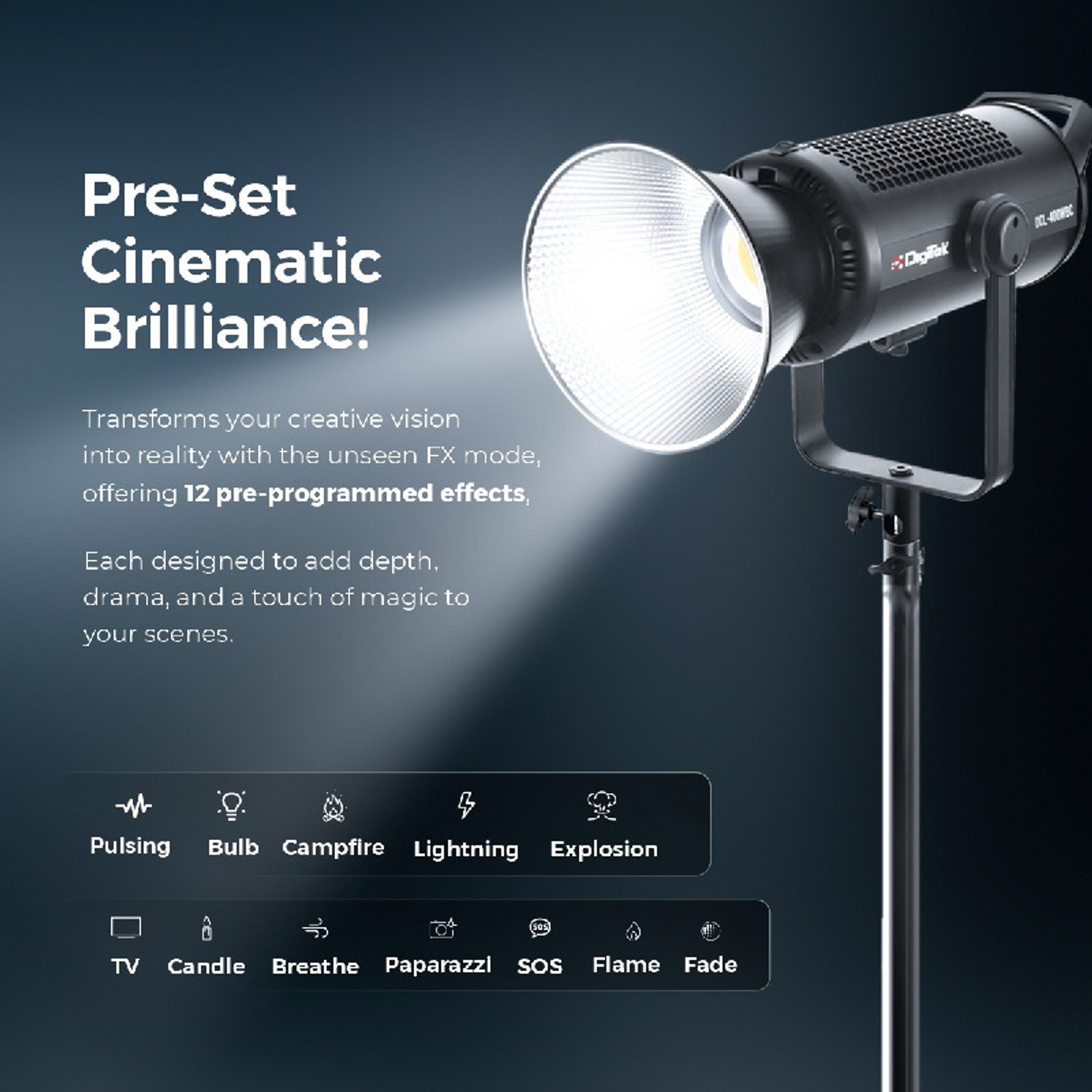 Image of DIGITEK DCL-400 WBC Combo Continuous Light. Built with Solid Aluminium Alloy Frame 450 lx Camera LED Light