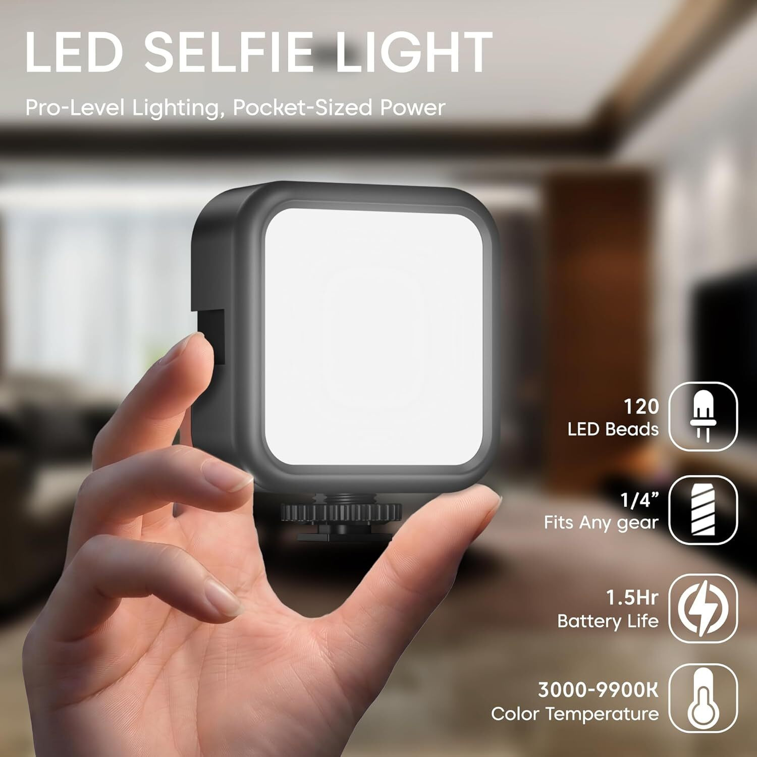 Image of sounce Clip-On Rechargeable LED Video Light for Phone, Camera & Laptop 1000 lx Camera LED Light