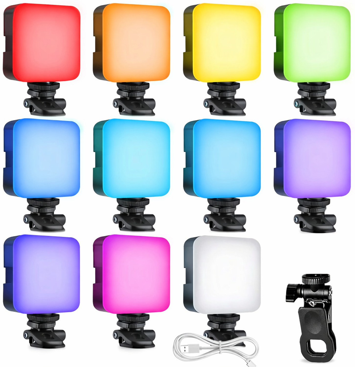 Image of ANSHAURA Portable RGB Fill Light for Live Streaming, Video Recording & Selfies 100 lx Camera LED Light