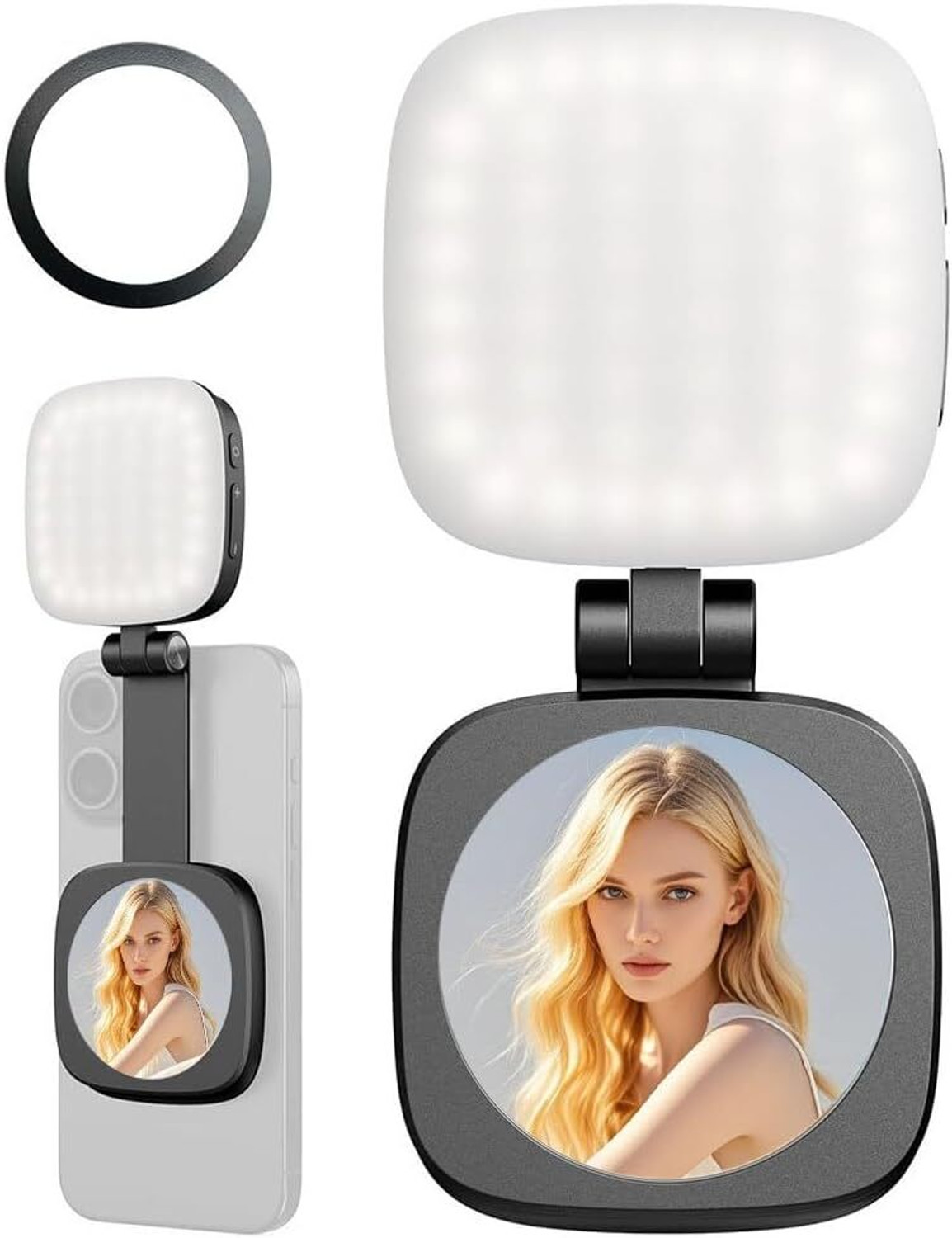 Image of Clefairy Magnetic Selfie Light for iPhone, Portable Phone Light with a Mirror 1 lx Camera LED Light