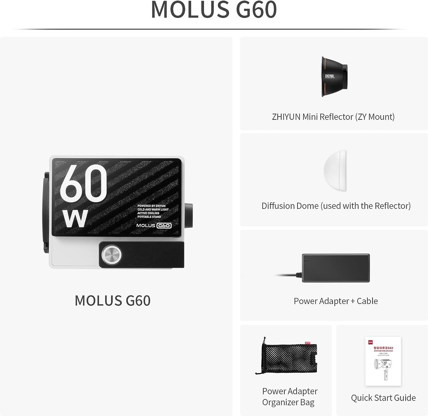 Image of Zhiyun PL103-MOLUS G60 COB LIGHT 54 lx Camera LED Light