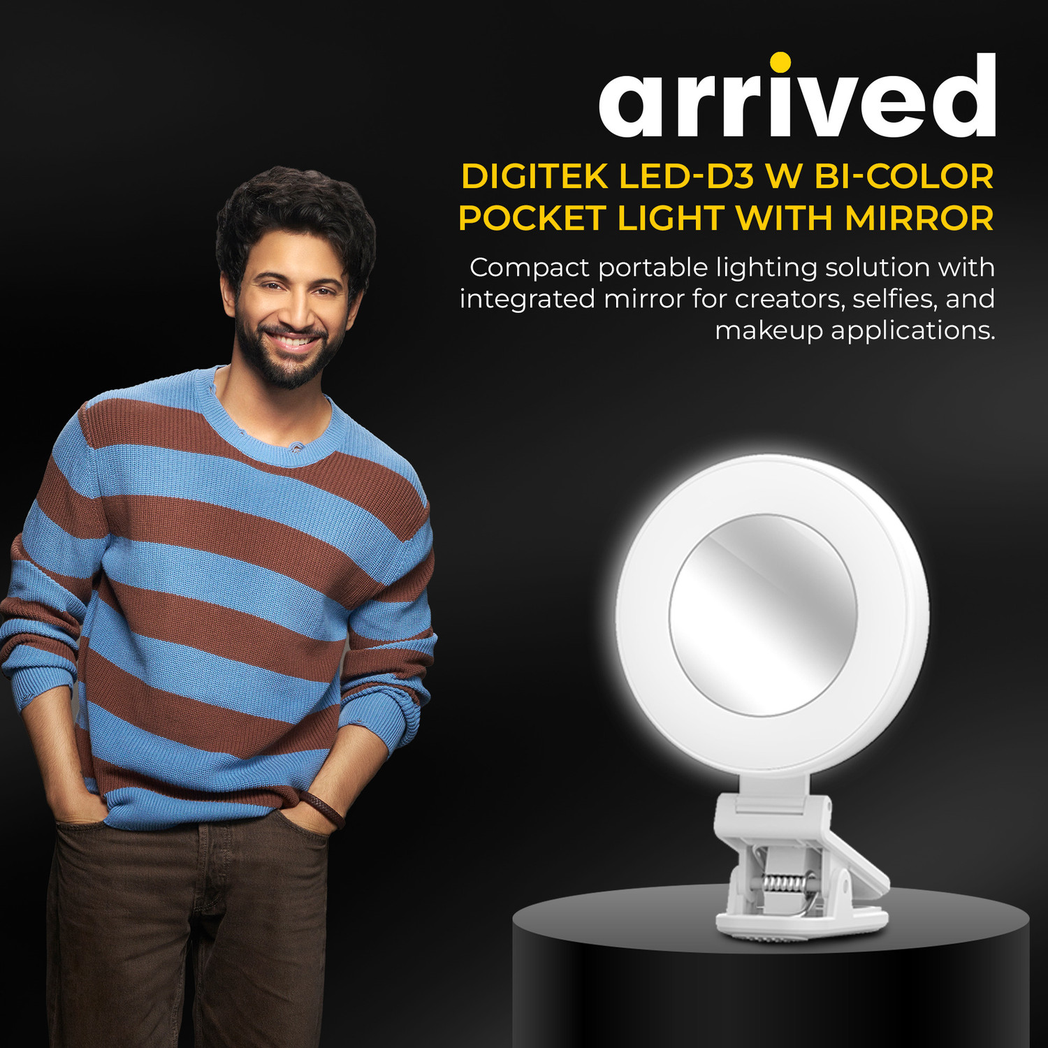 Image of DIGITEK LED-D3W Bi-Color 3W 2700K-6500K Color Temperature, 32 LED Beads 232 lx Camera LED Light (Batteries Included)