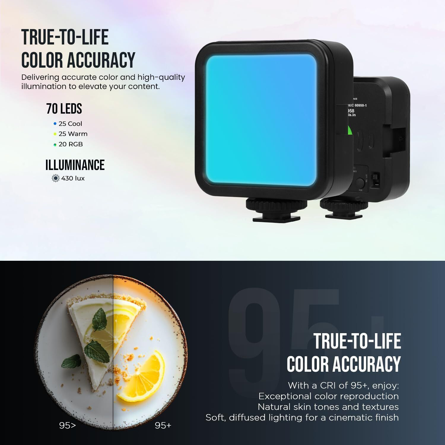 Image of Hiffin VL49 RGB Video Light, LED Light 360 Full Color Portable Photography Lighting 36000 lx Camera LED Light