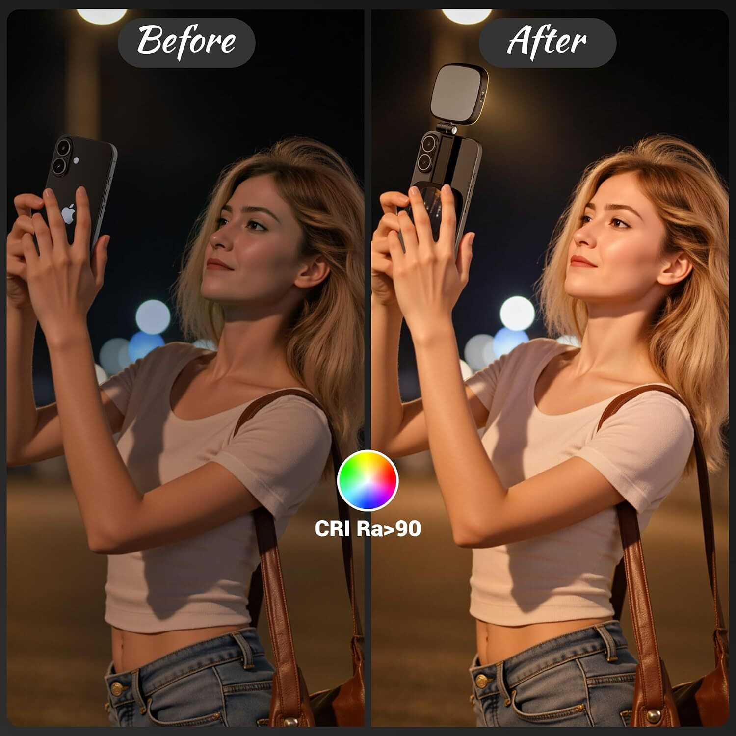 Image of Clefairy Magnetic Selfie Light for iPhone, Portable Phone Light with a Mirror 1 lx Camera LED Light
