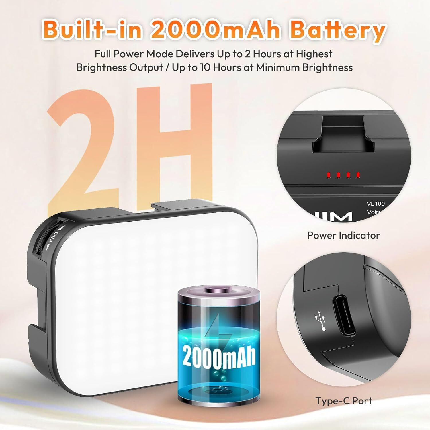 Image of ZOBAK Pocket Video Light,Dimmable & Rechargeable Type C,3200-6500K with Screen Clip 100 lx Camera LED Light