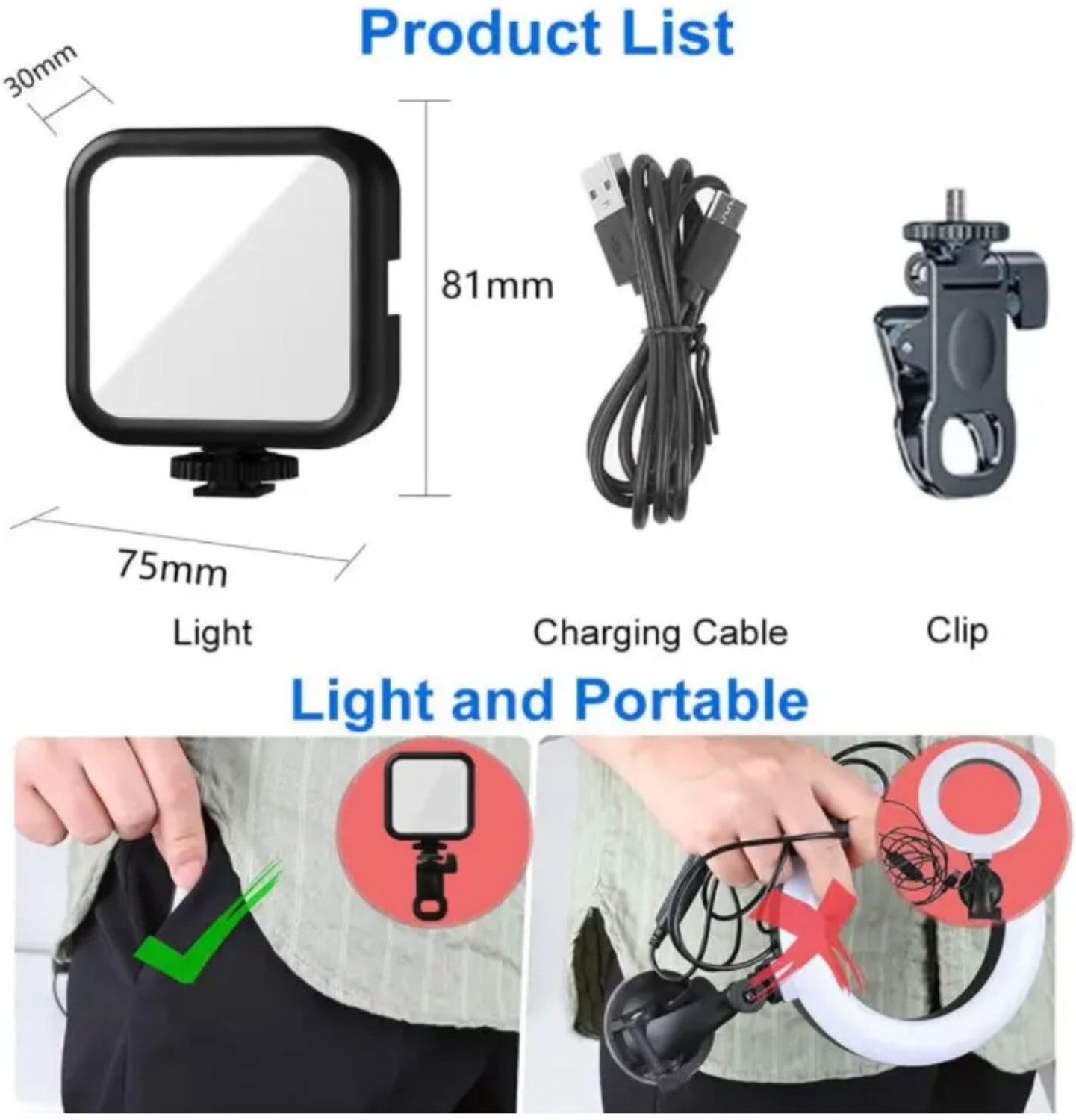 Image of Gadgetturbo Led pocket video light 0 lx Camera LED Light 0 lx Camera LED Light