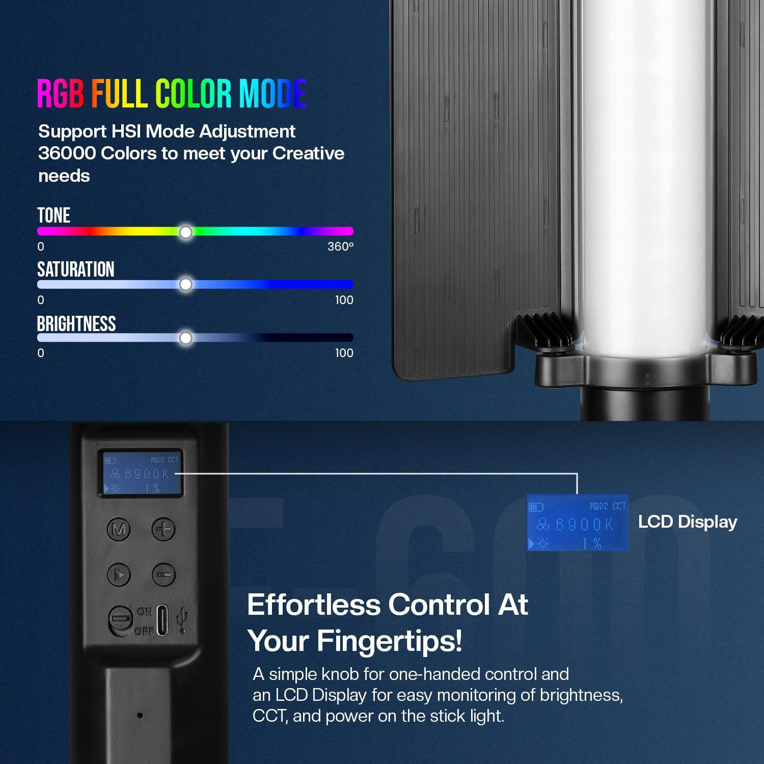Image of Czech New-RGB LED Light Stick Wand In Good Qualilty XOK17 5800 lx Camera LED Light