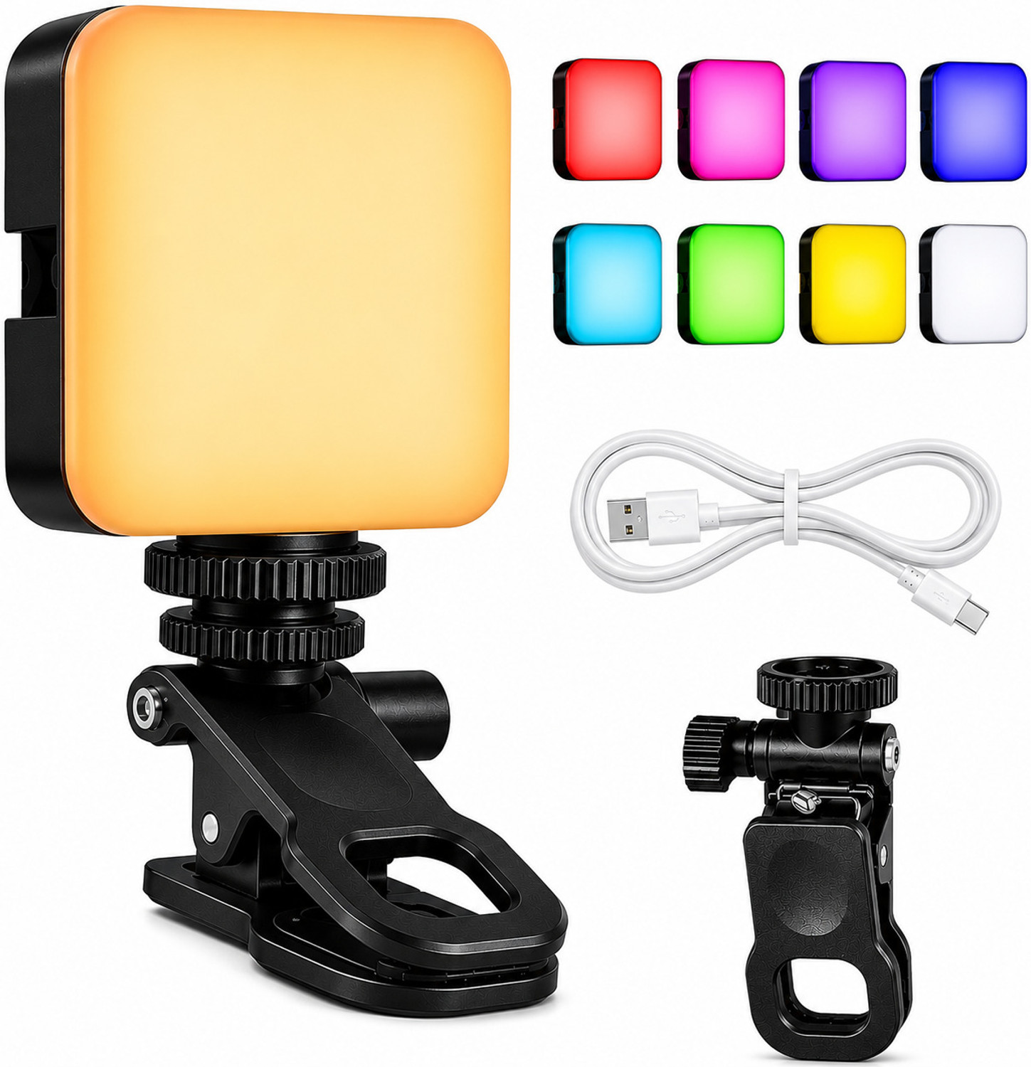 Image of ANSHAURA Portable RGB Fill Light for Live Streaming, Video Recording & Selfies 100 lx Camera LED Light