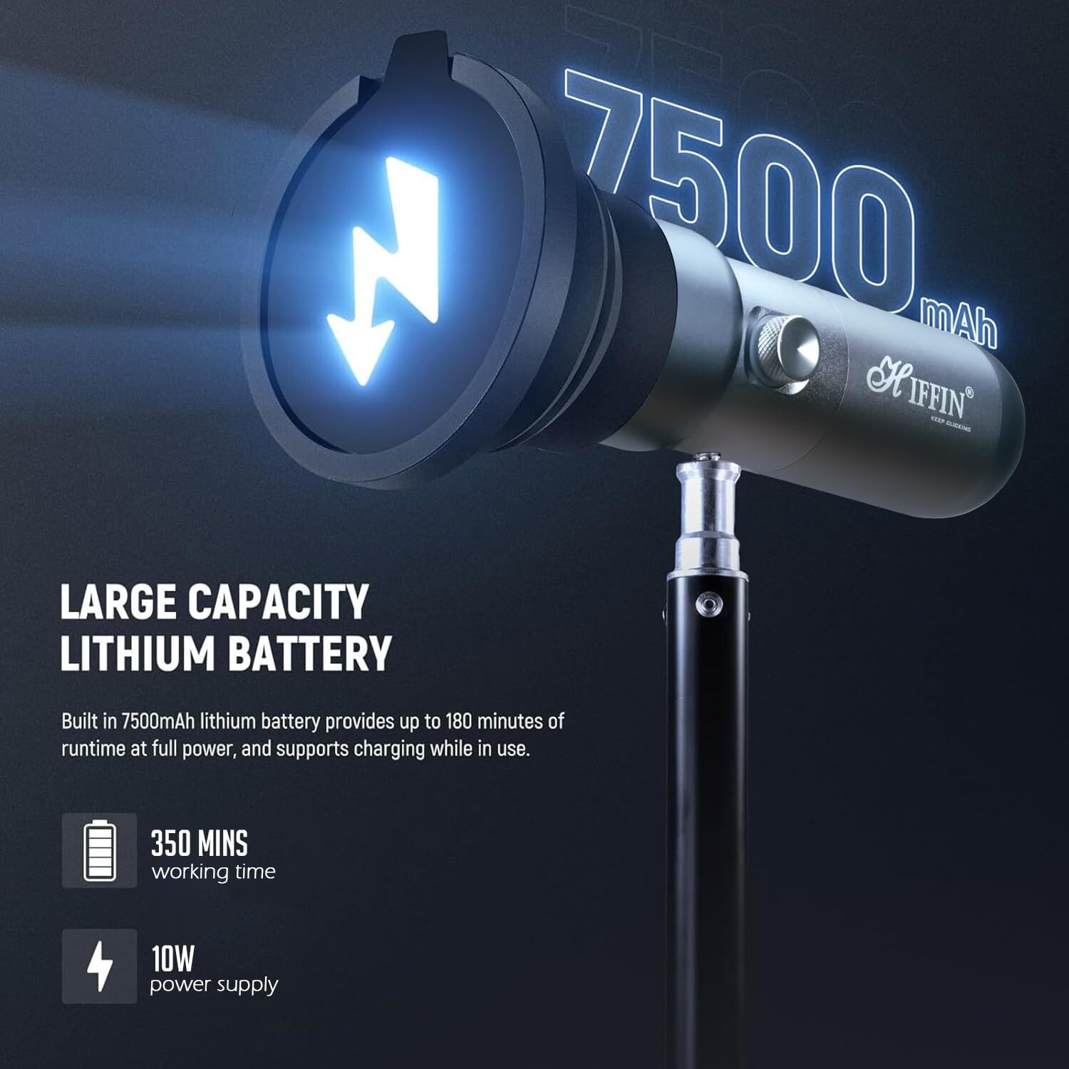 Image of Hiffin G-Flash RGB LED Light - 7500mAh, 4 Modes, 20 Filters, Perfect for Creators! 1620 lx Camera LED Light