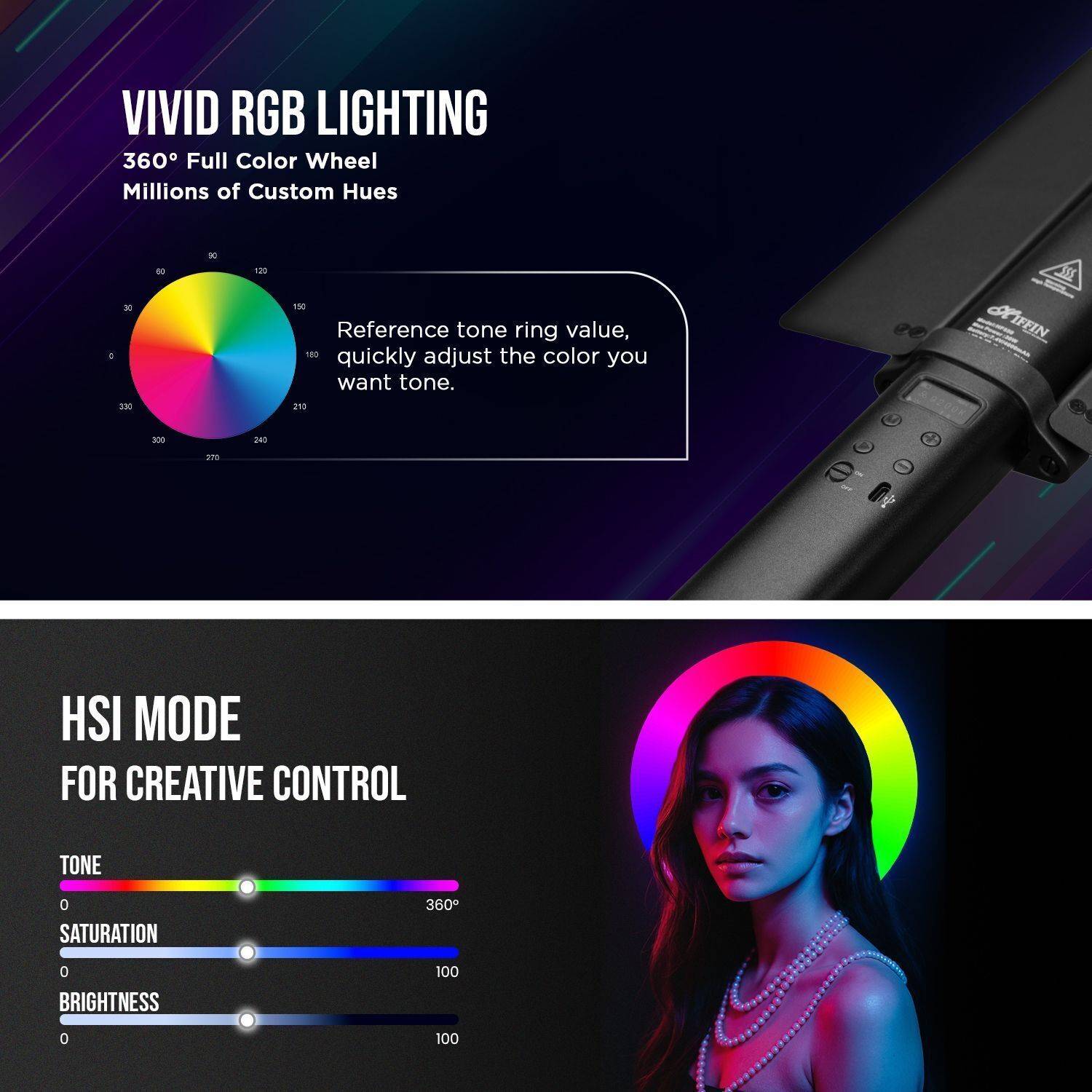 Hiffin HF-550 RGB WAND 24 lx Camera LED Light Price in India - Buy