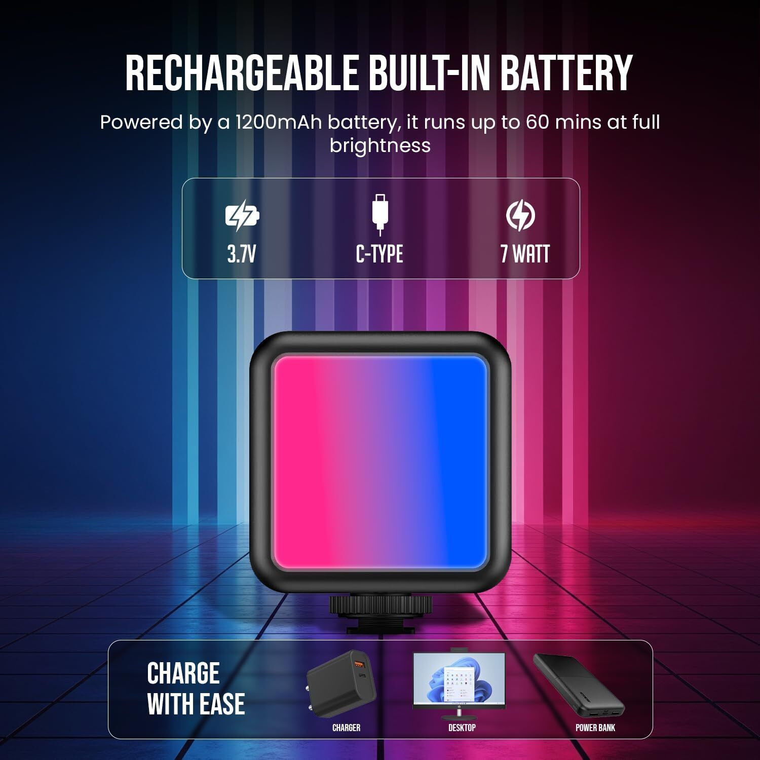 Image of Hiffin VL49 RGB Video Light, LED Light 360 Full Color Portable Photography Lighting 36000 lx Camera LED Light