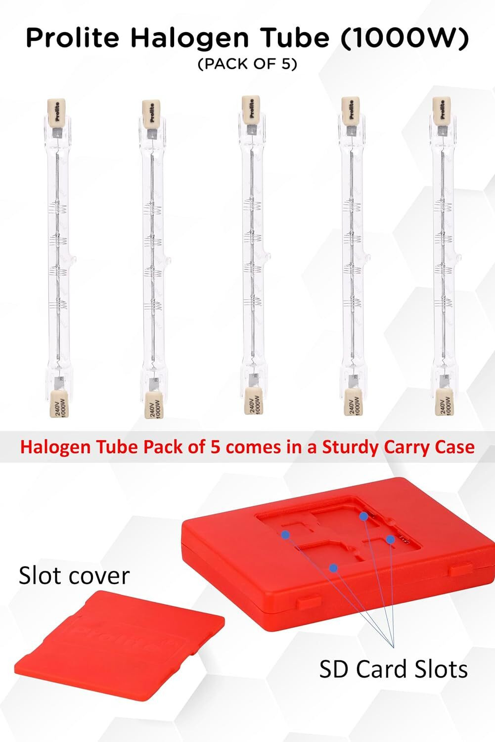 Image of Prolite Halogen Tube (1000W) (Pack of 5) for B4 / Sungun & Porta Continuous Video Light Halogen Flash