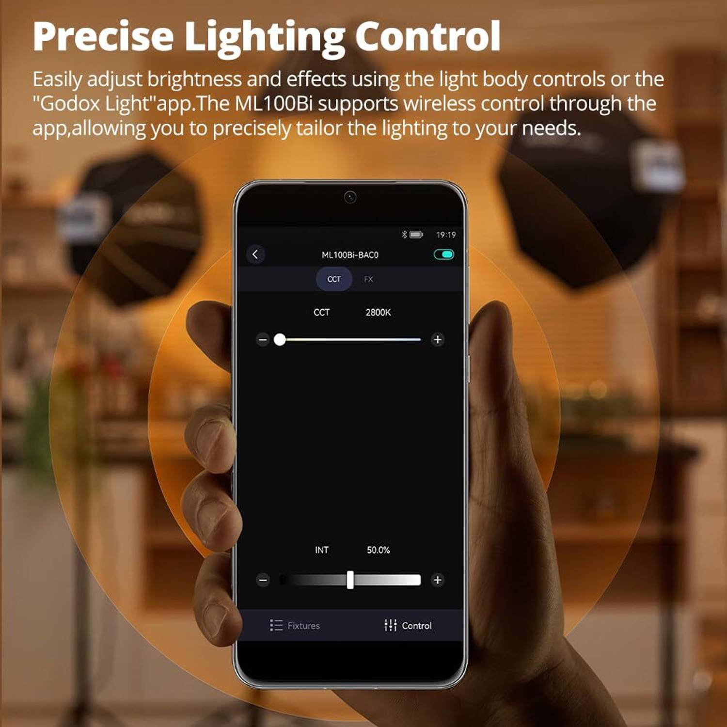 GODOX ML100-Bi 120W LED Video Light, 2800K-6500K, CRI97+ App