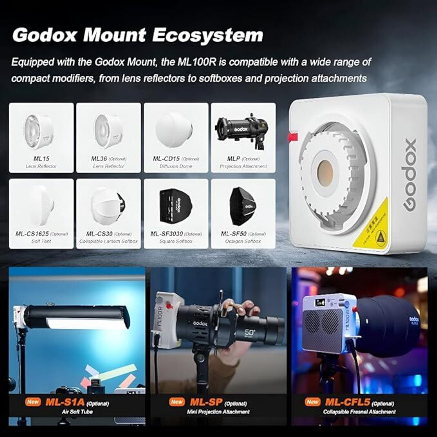 Image of GODOX ML100R Kit 3 RGB Video Light with BG02 Battery Grip 0 lx Camera LED Light