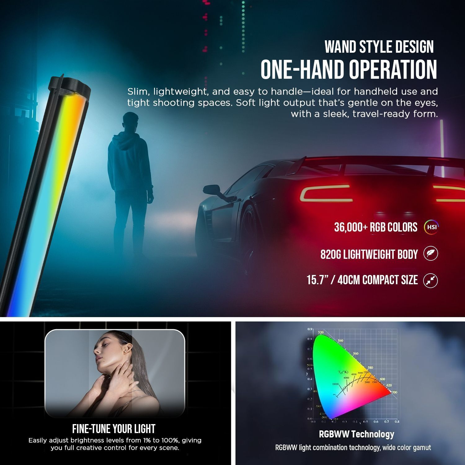 Image of Hiffin HF-550 RGB WAND 24 lx Camera LED Light