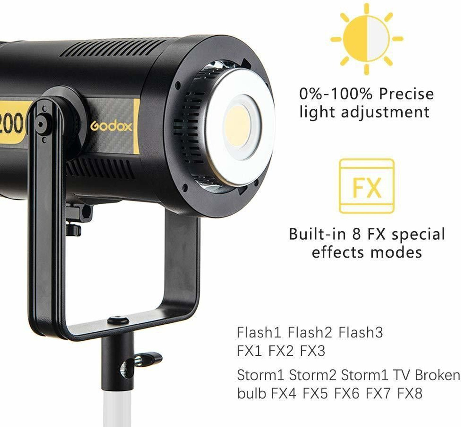 Image of GODOX FV200 LED Flash Light 5600K±200K 1 /8000s HSS 2.4G Wireless X System CRI 96+ TCLI 97+ Bowens Mount with Remote Control 74000 lx Camera LED Light