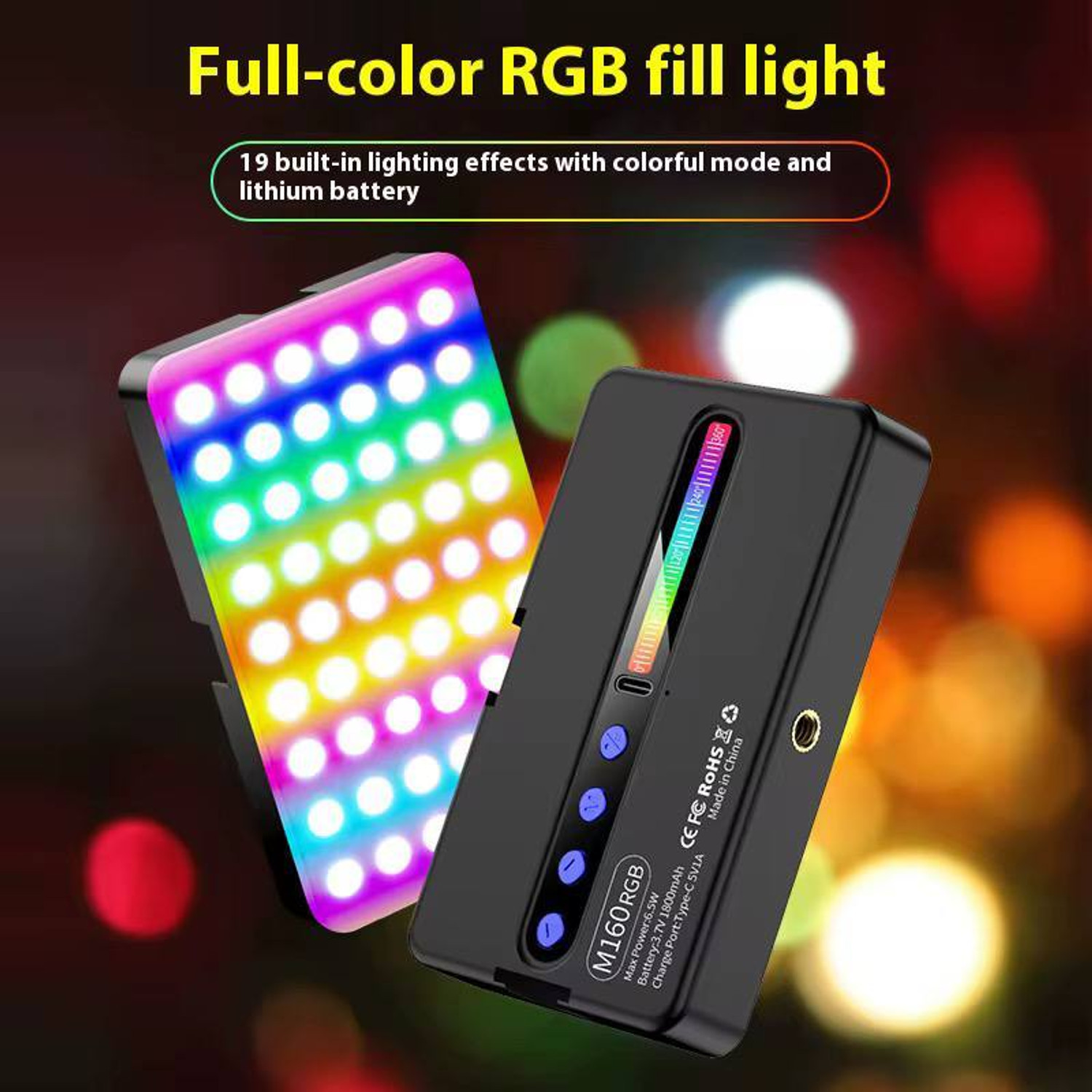 Image of Gadgetturbo M160 RGB Photography Light, LED Video Light 1150 lx Camera LED Light