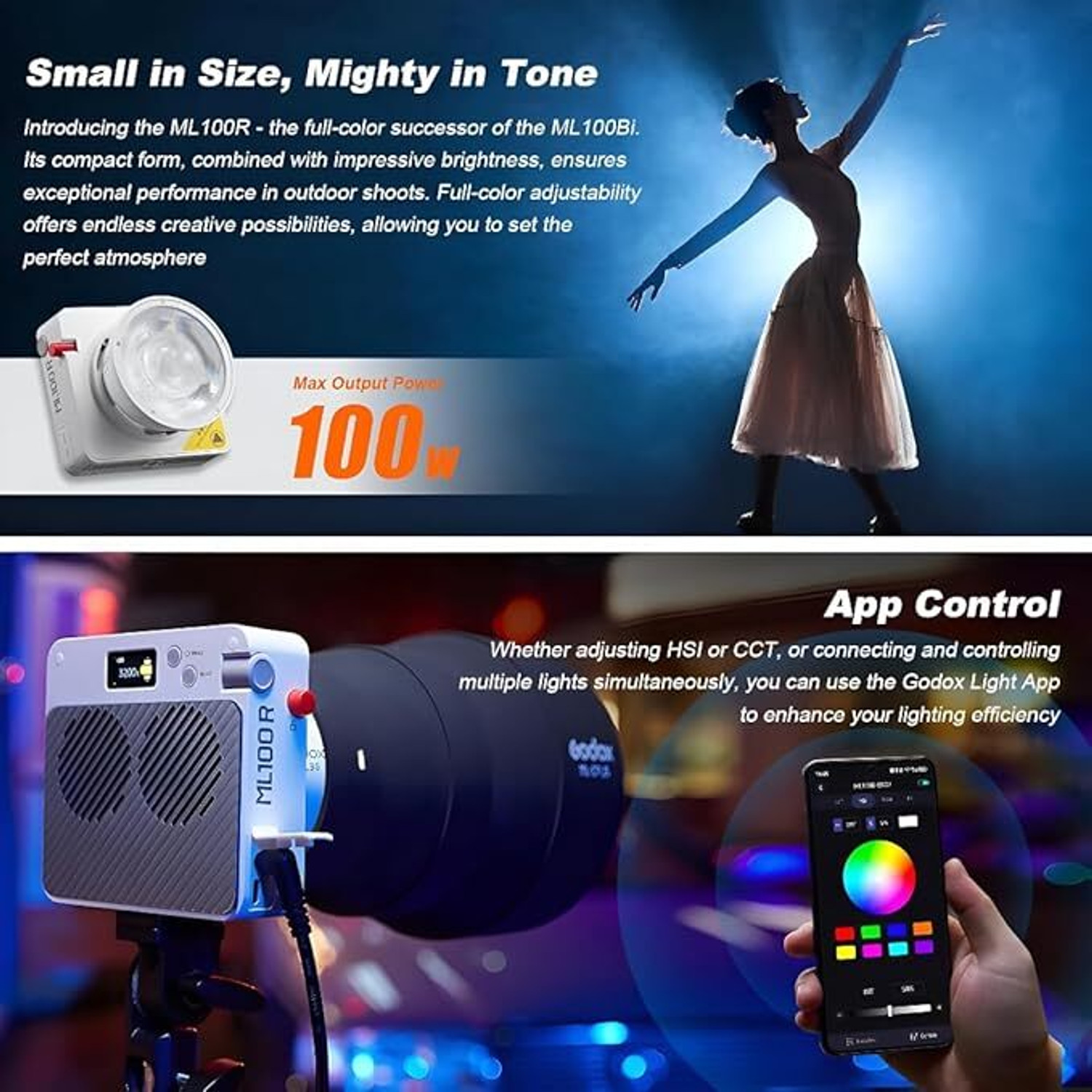 Image of GODOX ML100R Kit 3 RGB Video Light with BG02 Battery Grip 0 lx Camera LED Light