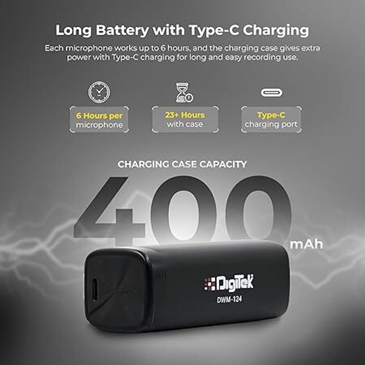Image of DIGITEK DWM-124 2-in-1 Wireless Microphone with Noise Reduction & Echo Modes Camera Microphone