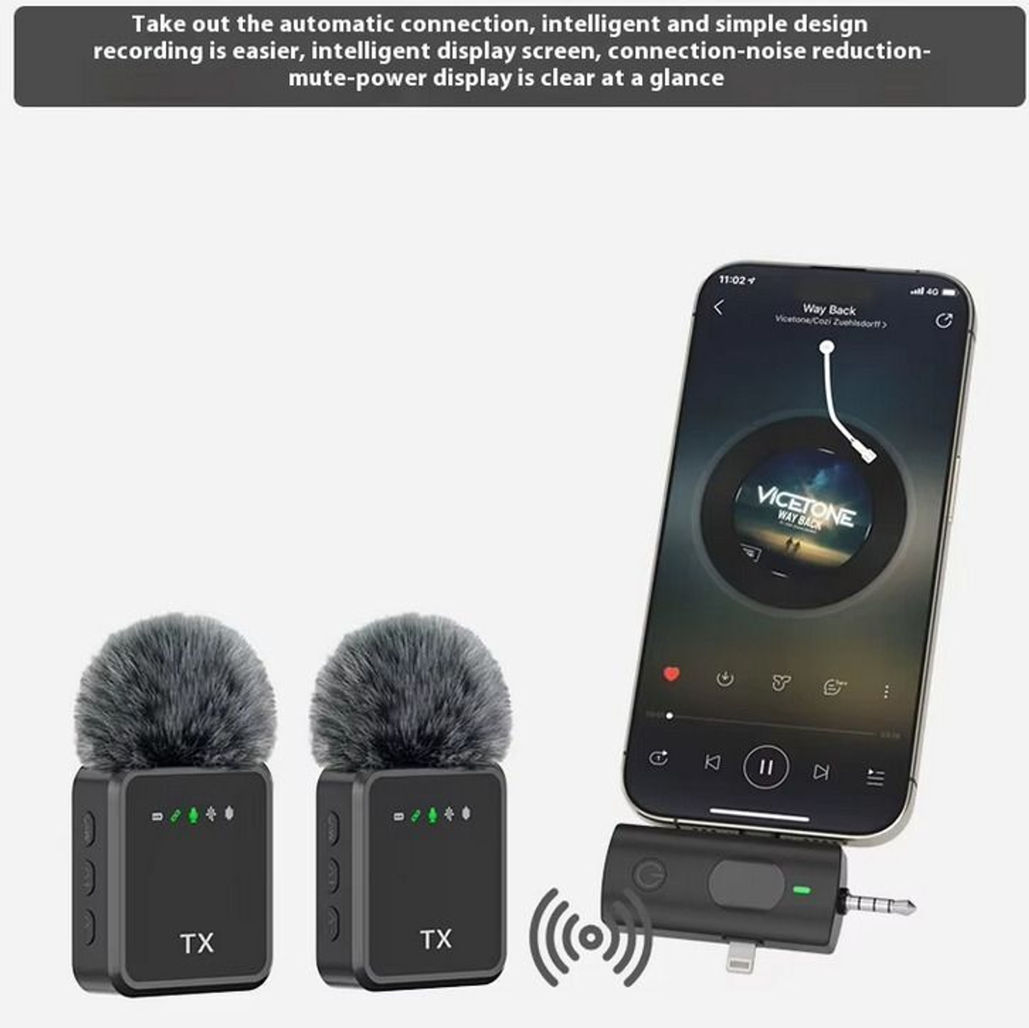 Image of HRYFiNE F11-2 Dual Wireless Mic for Youtuber,vlogging,recording Camera Microphone