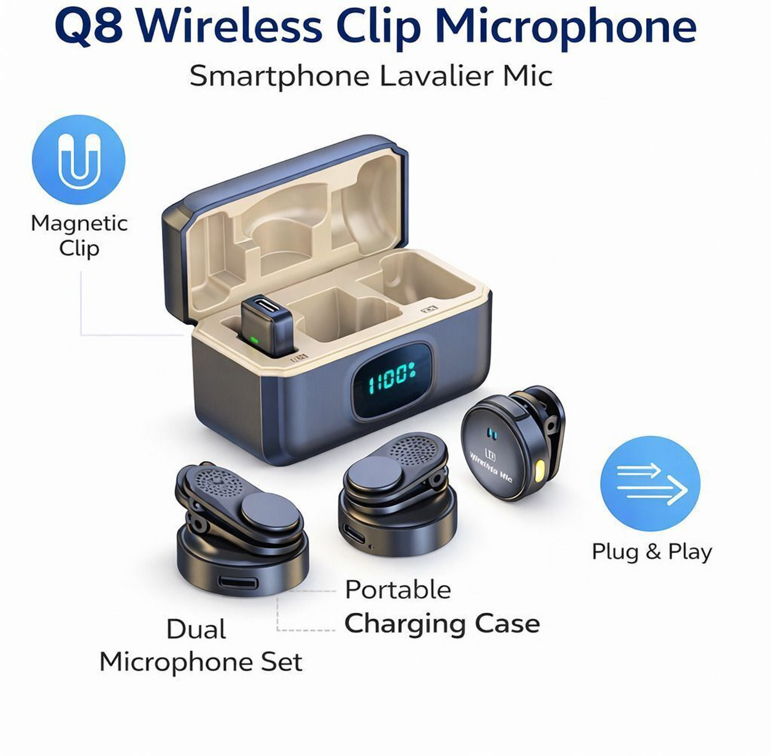 Image of ennix Dual Wireless Lavalier Microphone with USB-C Charger Microphone