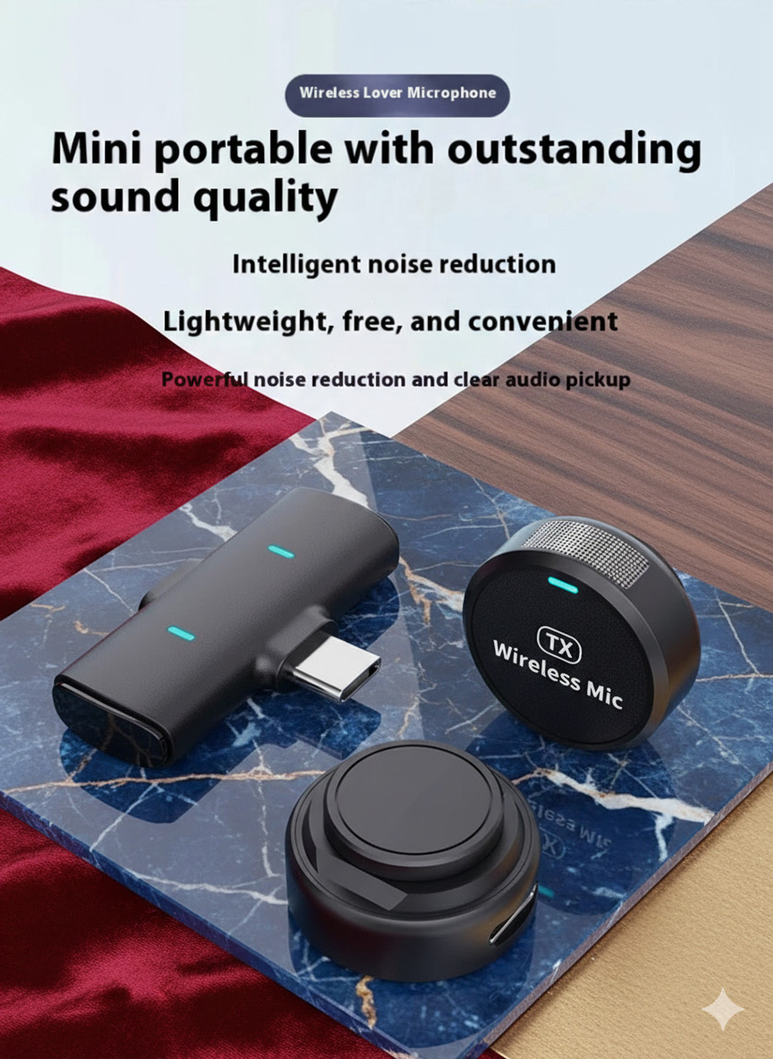 Image of Good One Wireless Mic Dual TX, Plug & Play for iPhone Android Camera Microphone