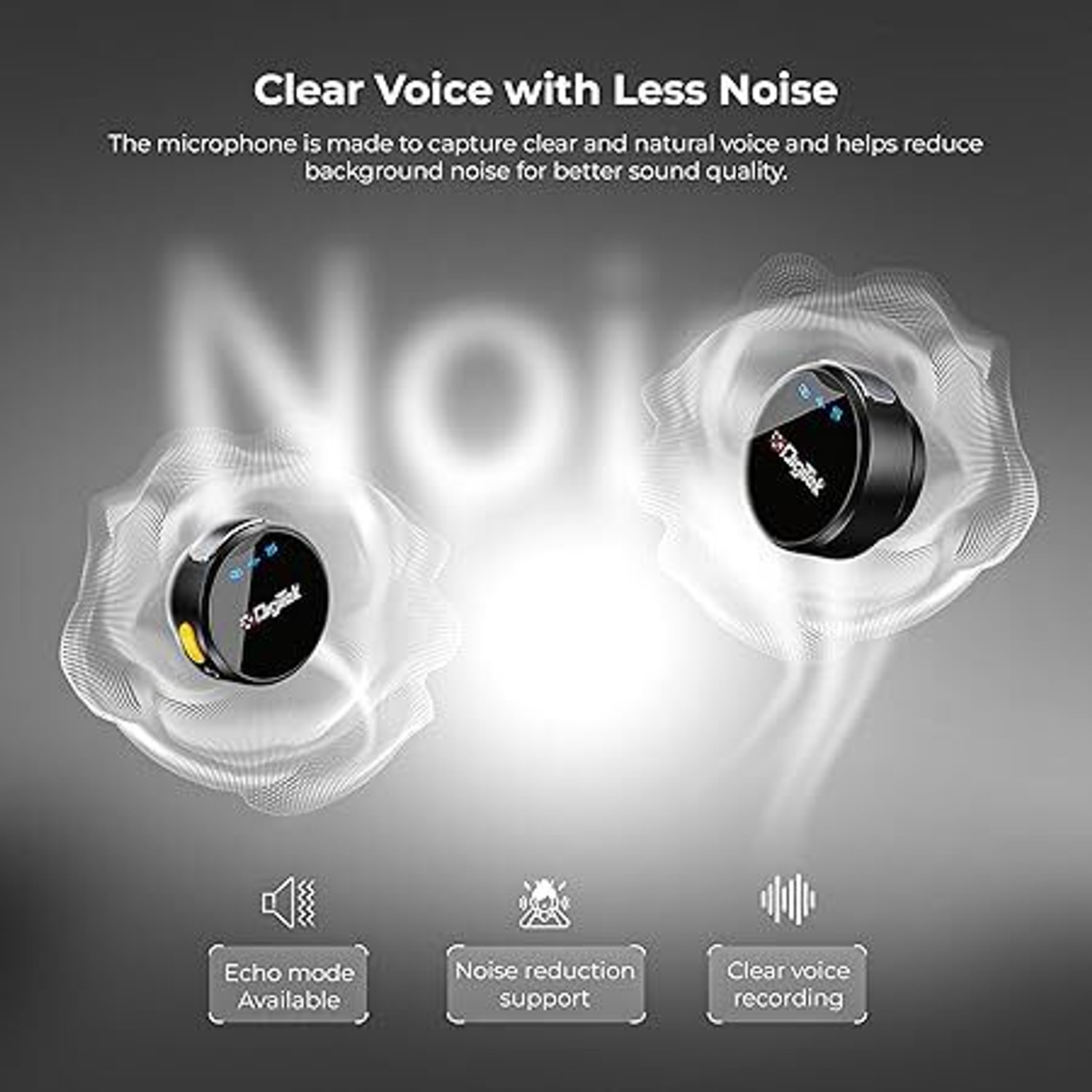 Image of DIGITEK DWM-124 2-in-1 Wireless Microphone with Noise Reduction & Echo Modes Camera Microphone