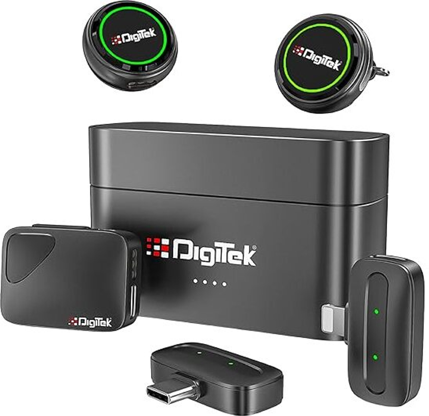 Image of DIGITEK DWM-131 2-in-1 Wireless Microphone System with 2 Transmitters & 3 Receivers Camera Microphone