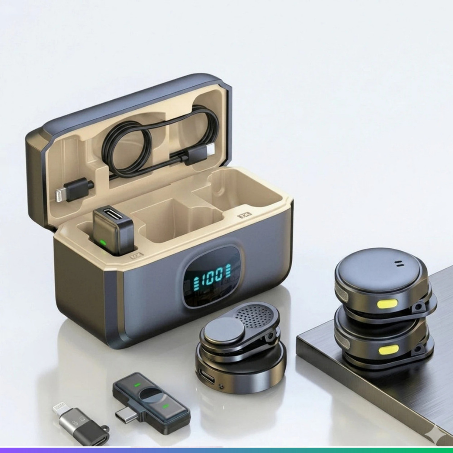 Image of FITRIC Q8 Portable Wireless Lavalier Mic with Battery Display & Noise Reduction @ 834 Camera Microphone
