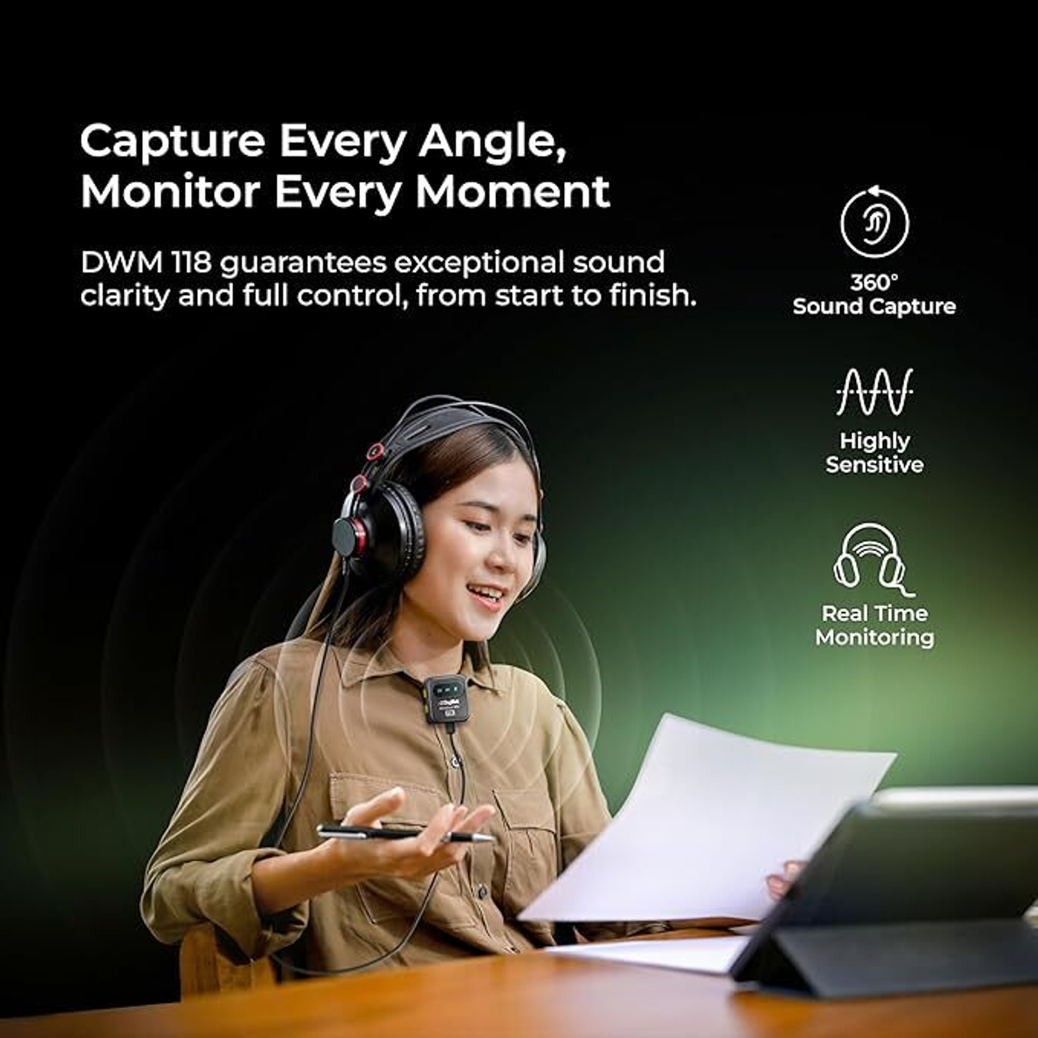 Image of DIGITEK DWM-118 Wireless Microphone 7Hr Battery for iOS /Android Devices and DSLR Cameras Microphone
