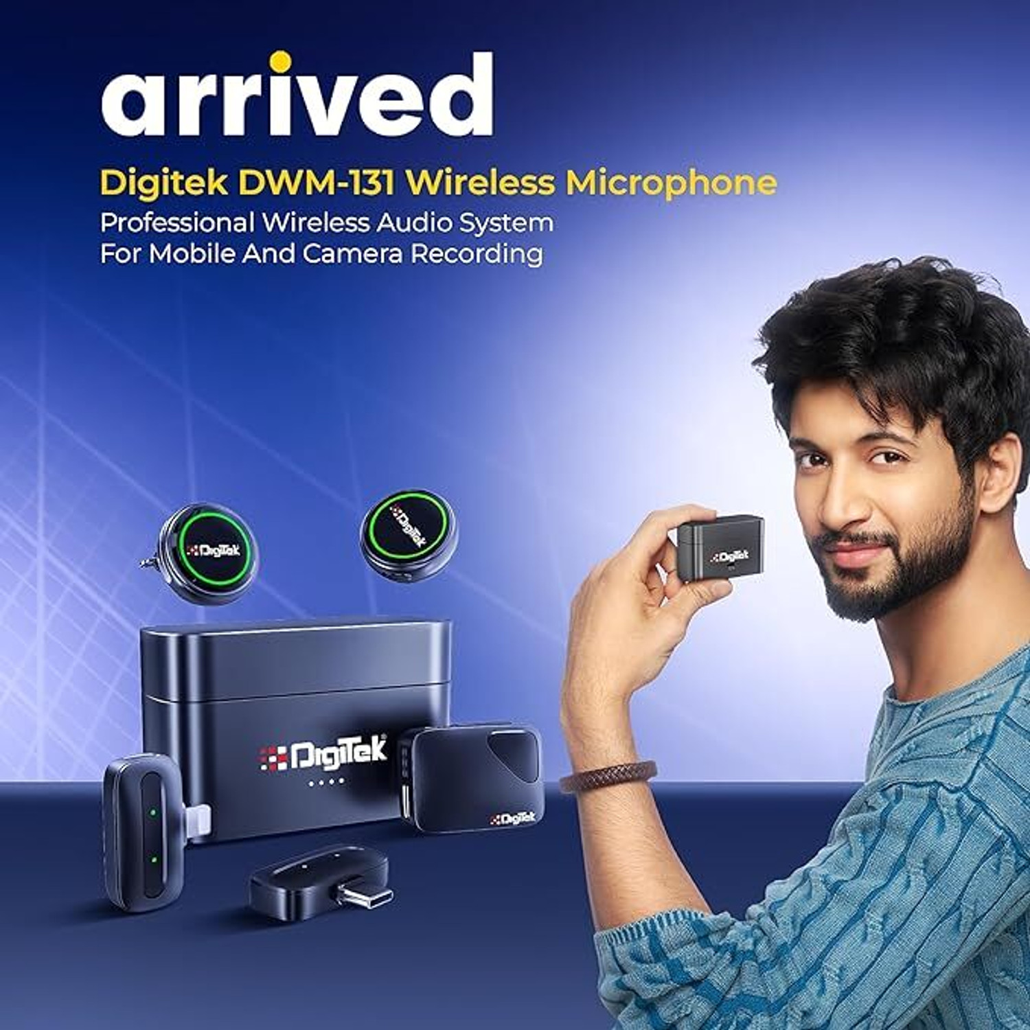 Image of DIGITEK DWM-131 2-in-1 Wireless Microphone System with 2 Transmitters & 3 Receivers Camera Microphone