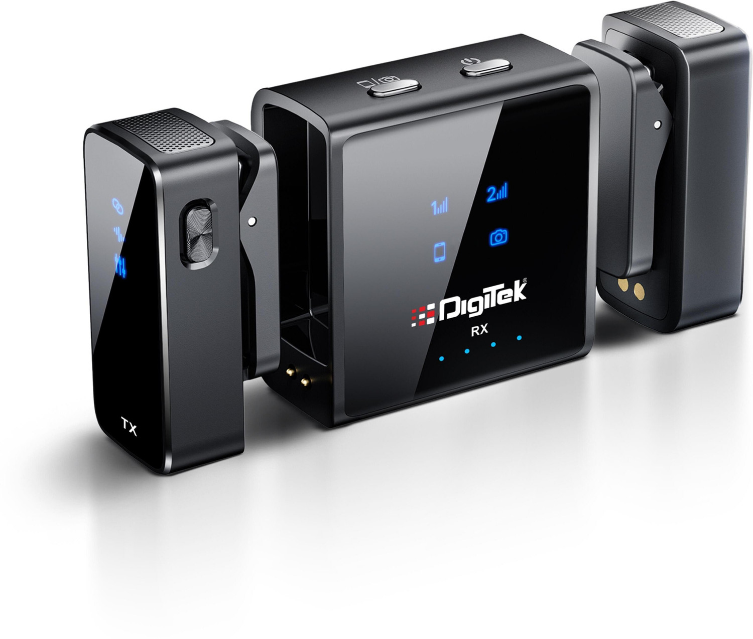 Image of DIGITEK DWM-117 2-in-1 Wireless Mic with 70m Range & 6Hr Use for Smartphones & DSLR Camera Microphone