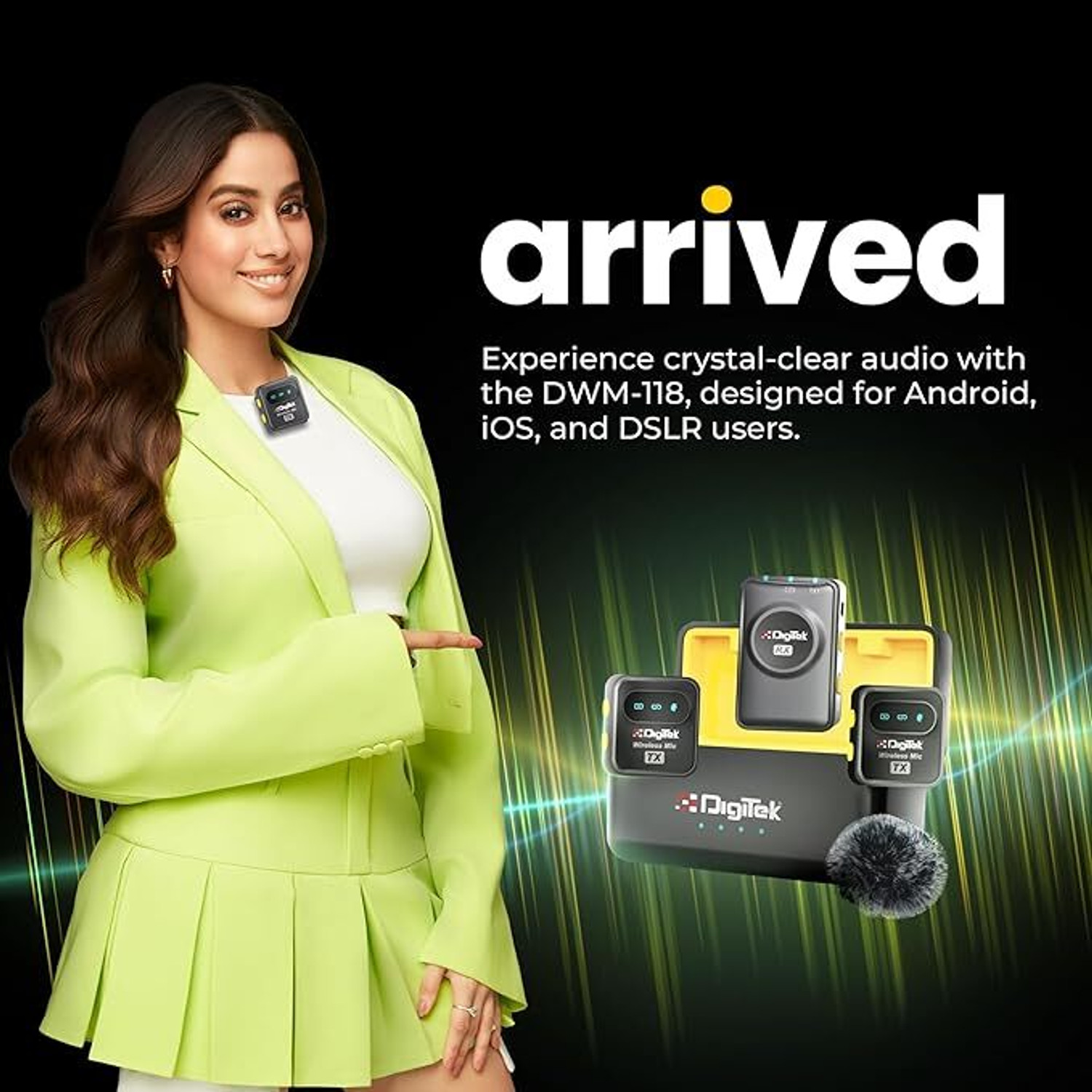 Image of DIGITEK DWM-118 Wireless Microphone 7Hr Battery for iOS /Android Devices and DSLR Cameras Microphone