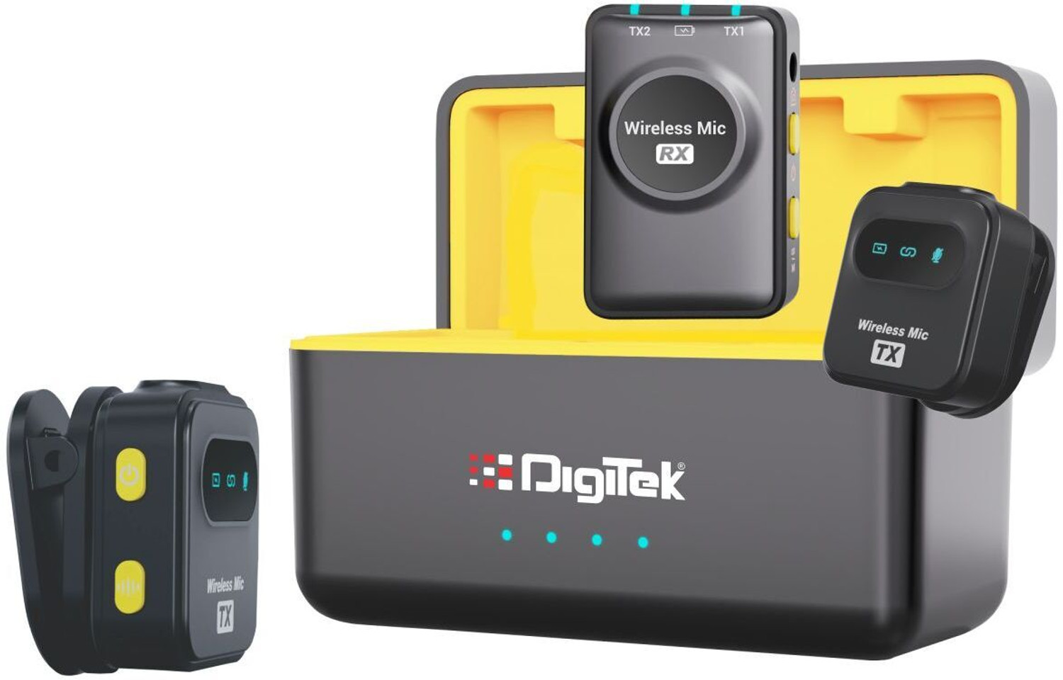 Image of DIGITEK DWM-118 2-in-1 Wireless Mic with 50m Range & 7Hr Use for iOS /Android /DSLR Camera Microphone