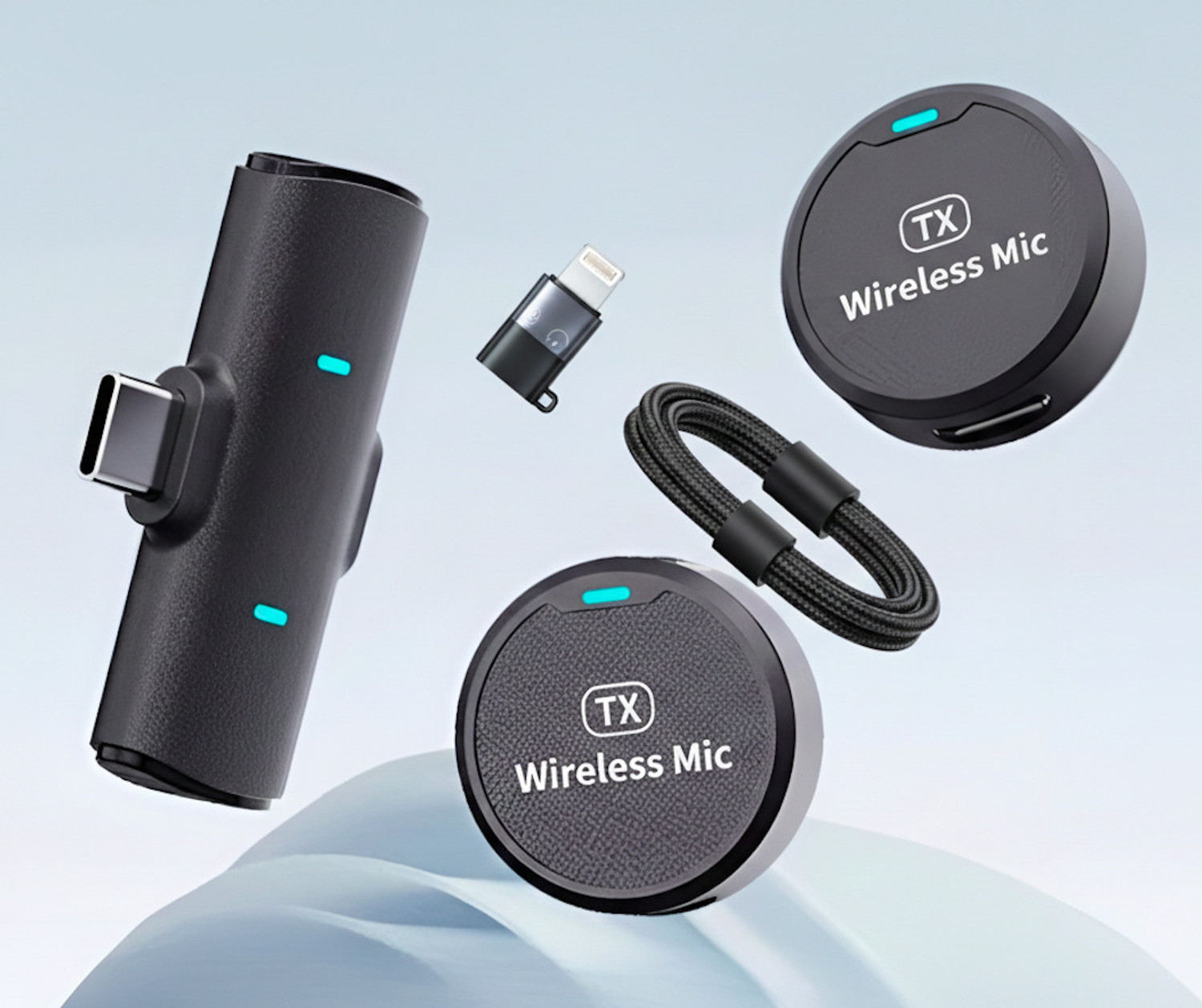 Image of Good One Wireless Mic Dual TX, Plug & Play for iPhone Android Camera Microphone