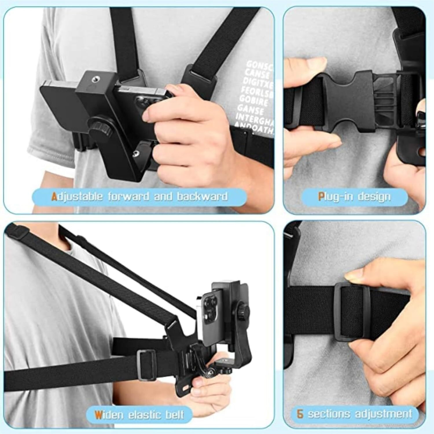 Image of GUOi Mobile Phone Chest Strap Mount GoPro Chest Harness Holder for-VLOG /POV Strap