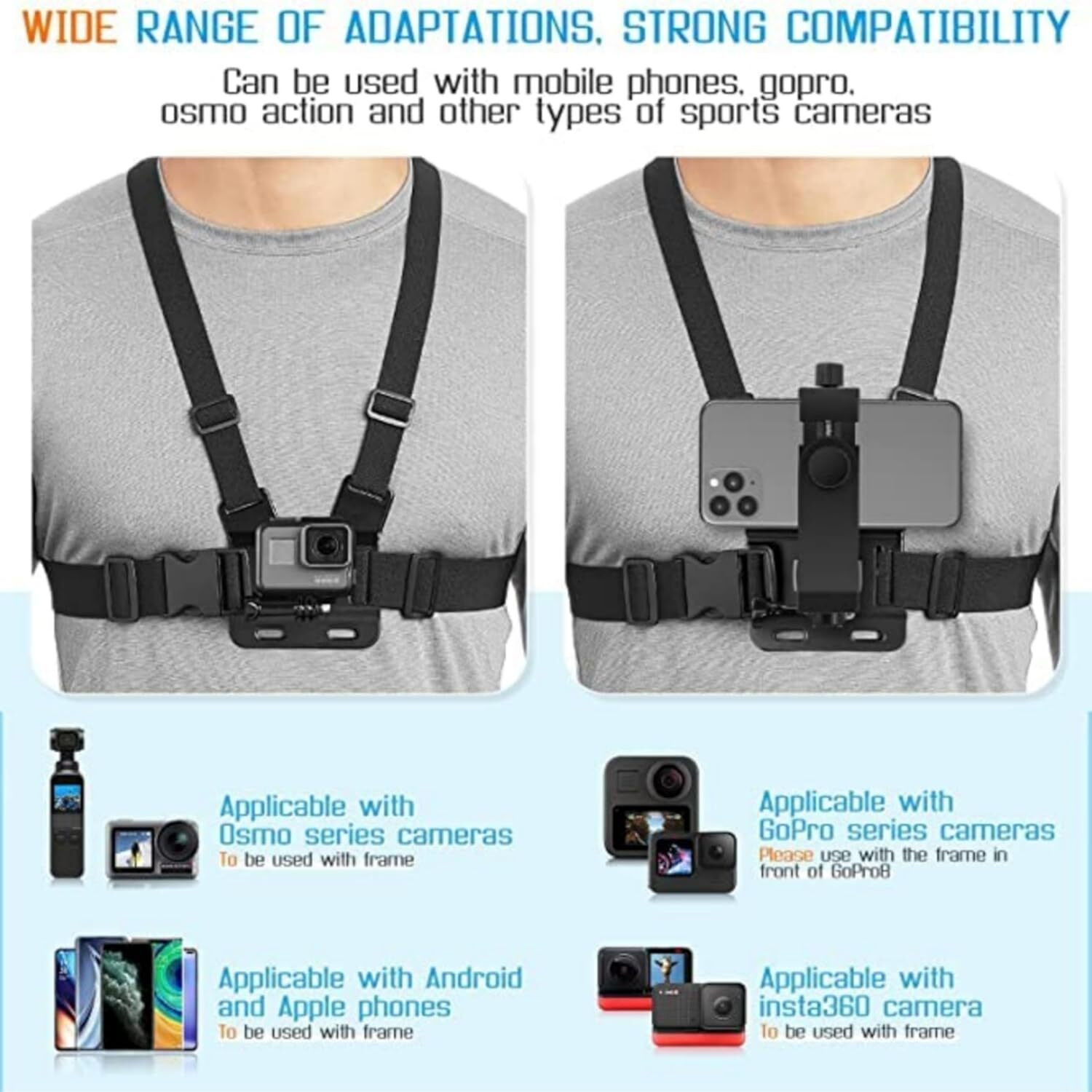 Image of GUOi Mobile Phone Chest Strap Mount GoPro Chest Harness Holder for-VLOG /POV Strap