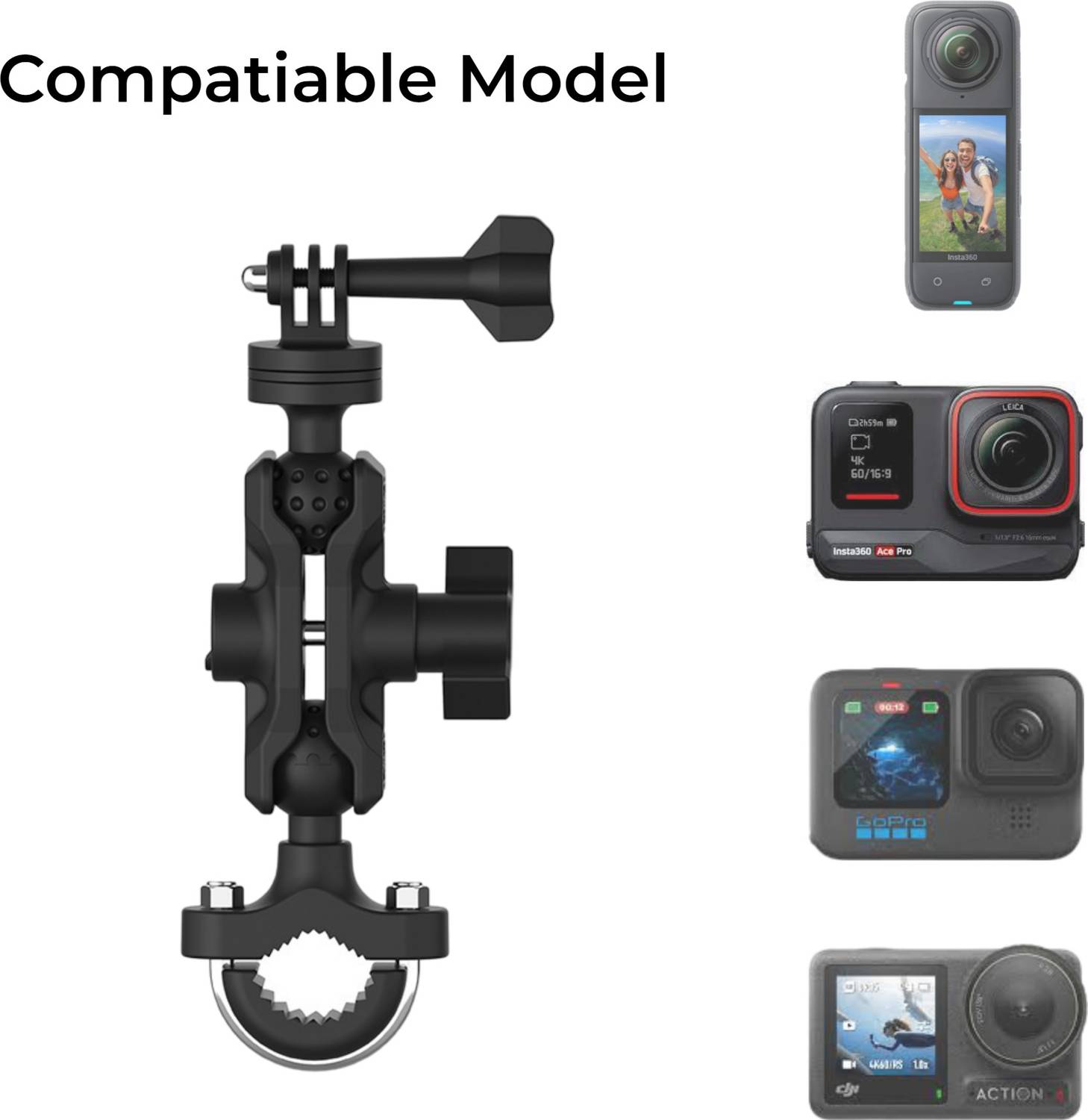 PULUZ Handlebar Grip Camera Mount Black - Image 2