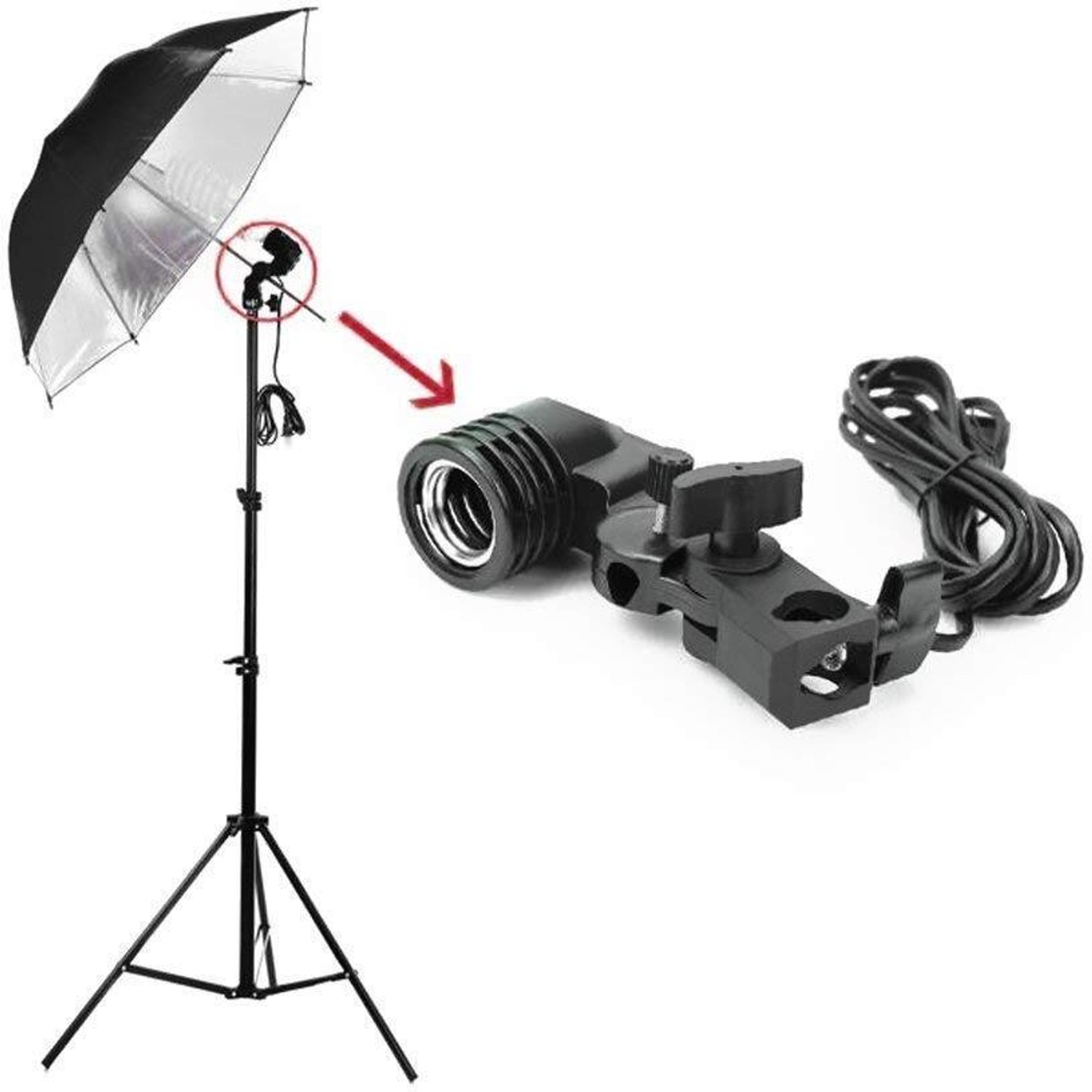 Image of Schsteindar Photography Photo Light Lamp Bulb Single Holder E27 Socket Bracket Studio With E27 to B22 Screw Base Socket Plastic Lamp Holder Light Bulb Adapter Camera Rig