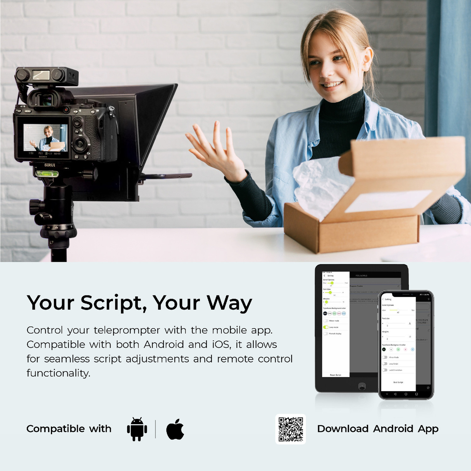 Image of DIGITEK DTP-008 8 inch Teleprompter for Smartphone & DSLR Supports w /Remote Control APP Compatible Camera Rig