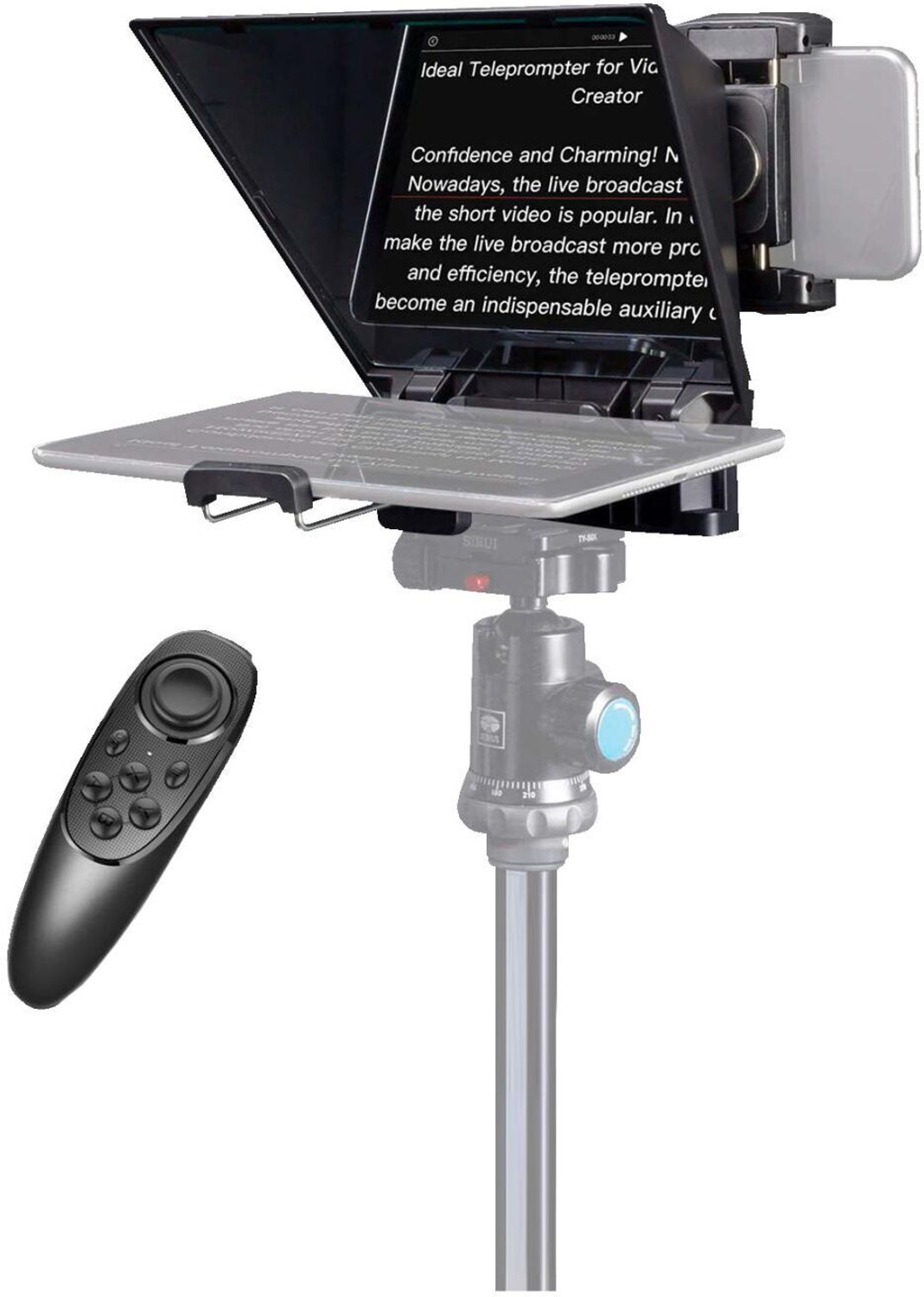 Image of DIGITEK DTP-008 8 inch Teleprompter for Smartphone & DSLR Supports w /Remote Control APP Compatible Camera Rig