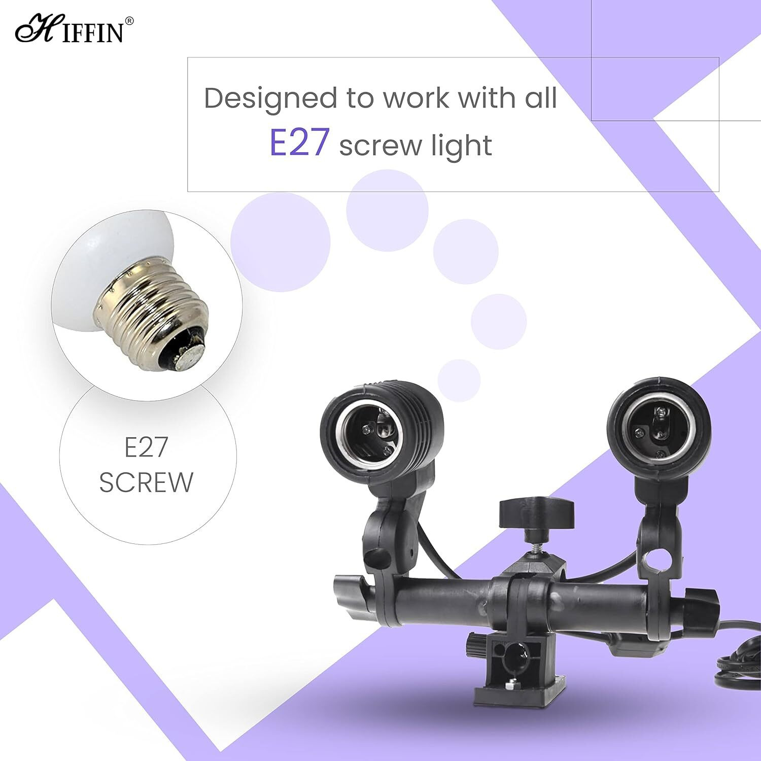 Image of Hiffin E27 Bulb Holder E27 2 in 1 Set of 2 Camera Rig
