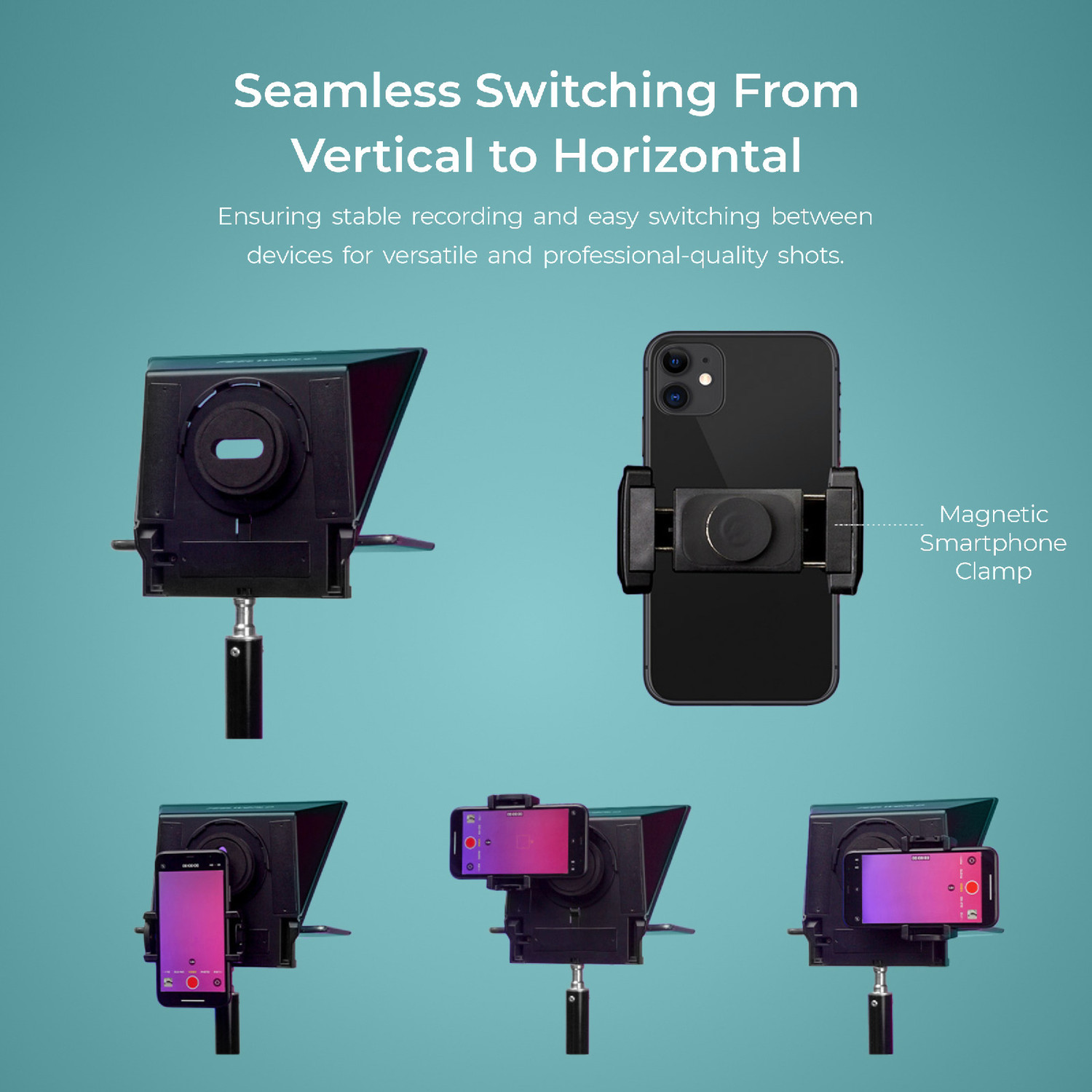 Image of DIGITEK DTP-008 8 inch Teleprompter for Smartphone & DSLR Supports w /Remote Control APP Compatible Camera Rig