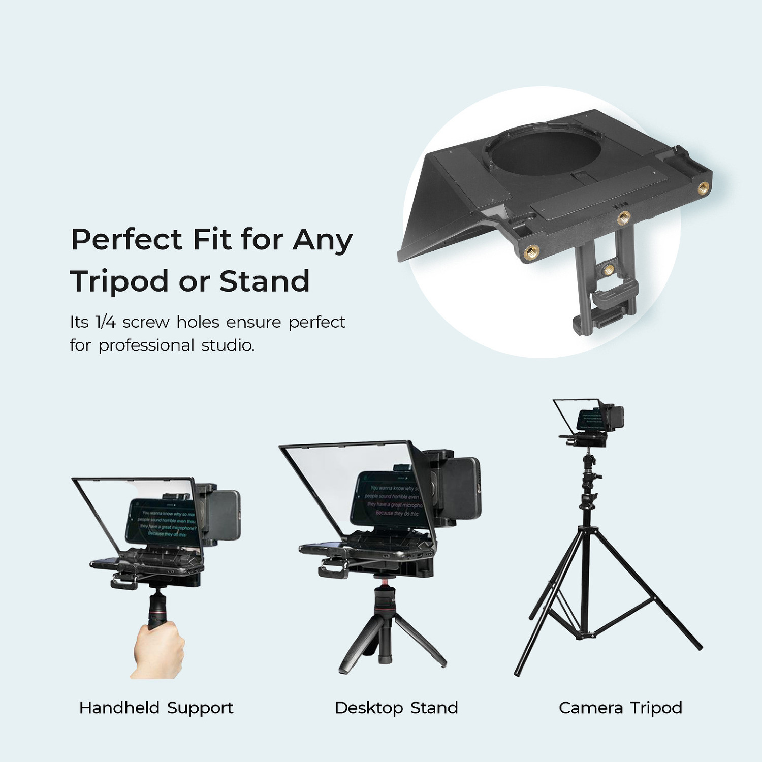 Image of DIGITEK DTP-008 8 inch Teleprompter for Smartphone & DSLR Supports w /Remote Control APP Compatible Camera Rig