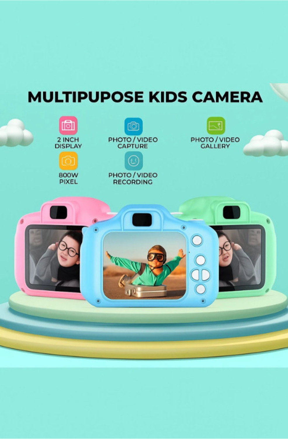 Image of Hokti Kids Instant Digital Camera (2026 Series) 1080p Point & Shoot Camera